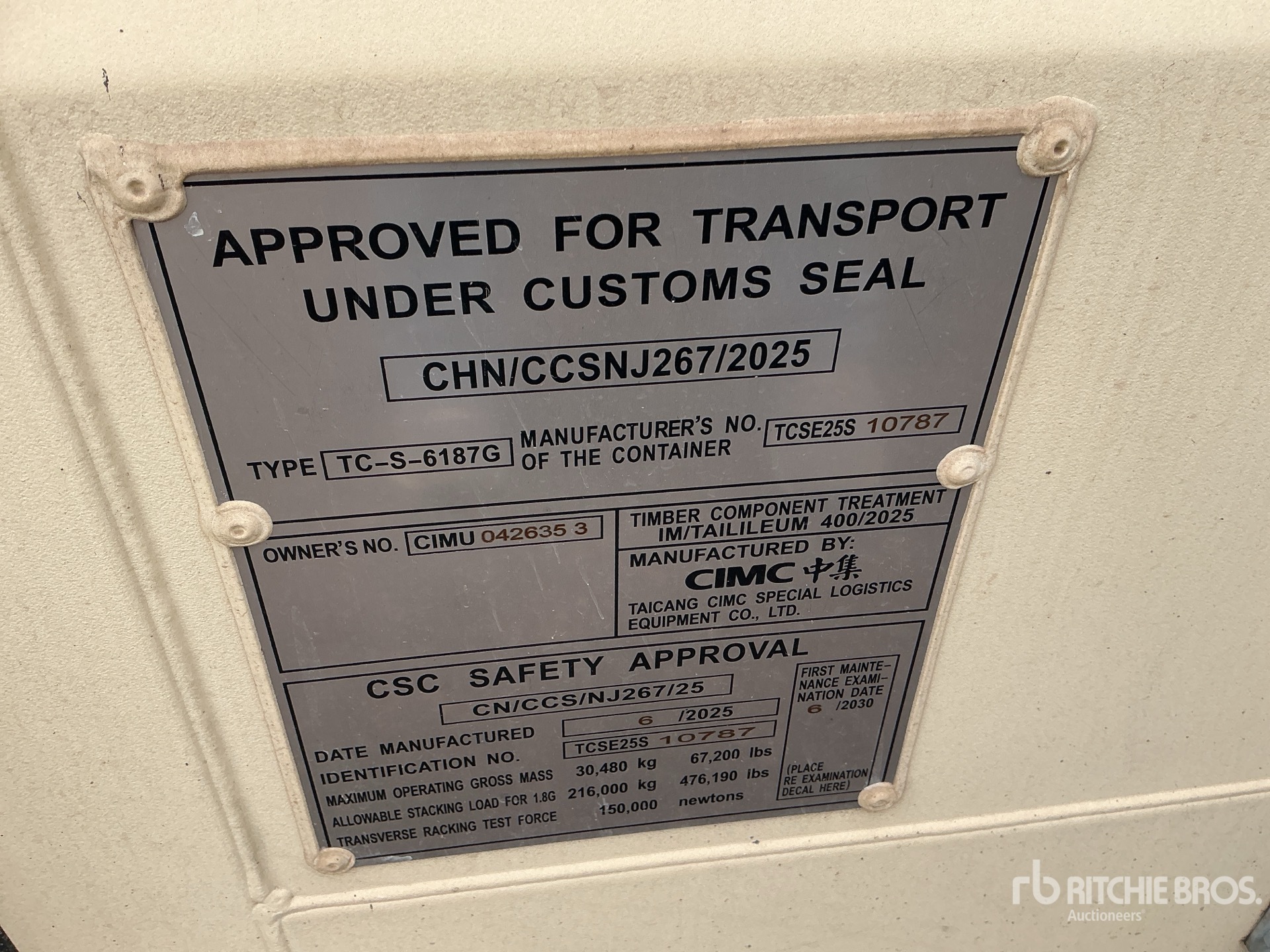 General Appearance with Serial Number / VIN