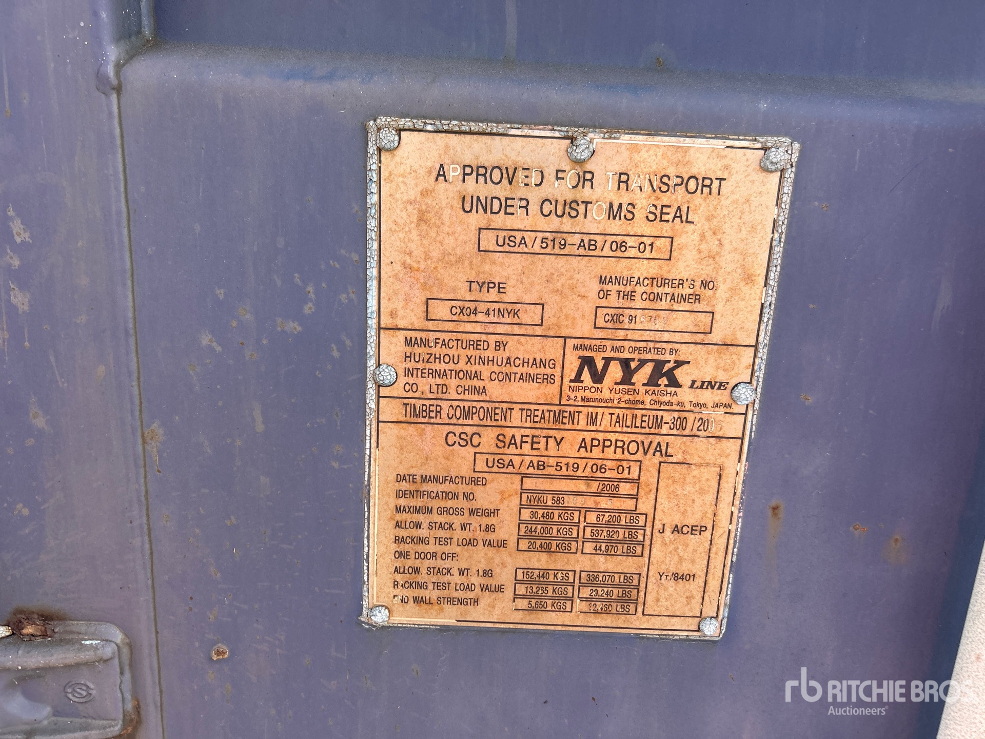 General Appearance with Serial Number / VIN