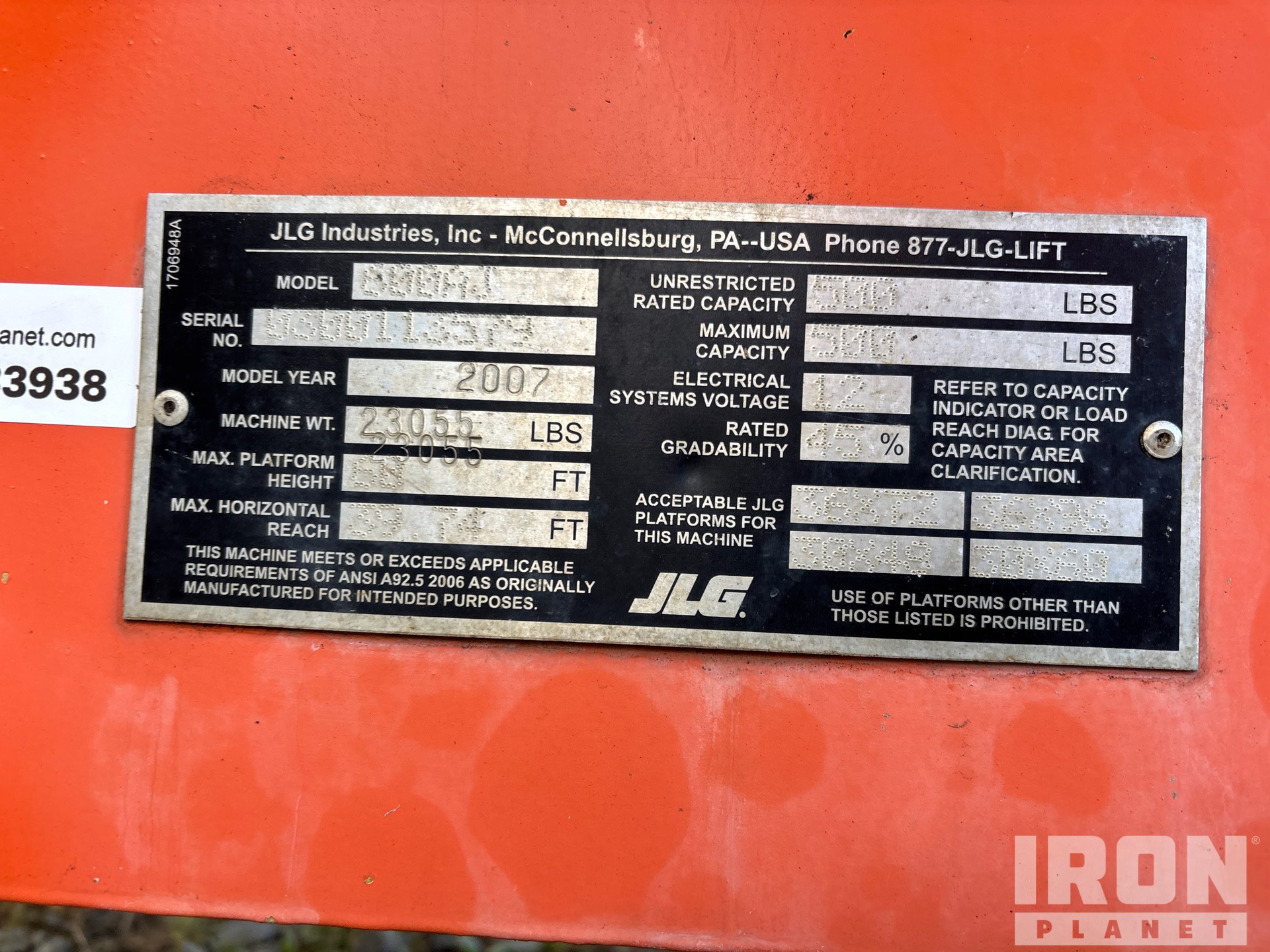 General Appearance with Serial Number / VIN