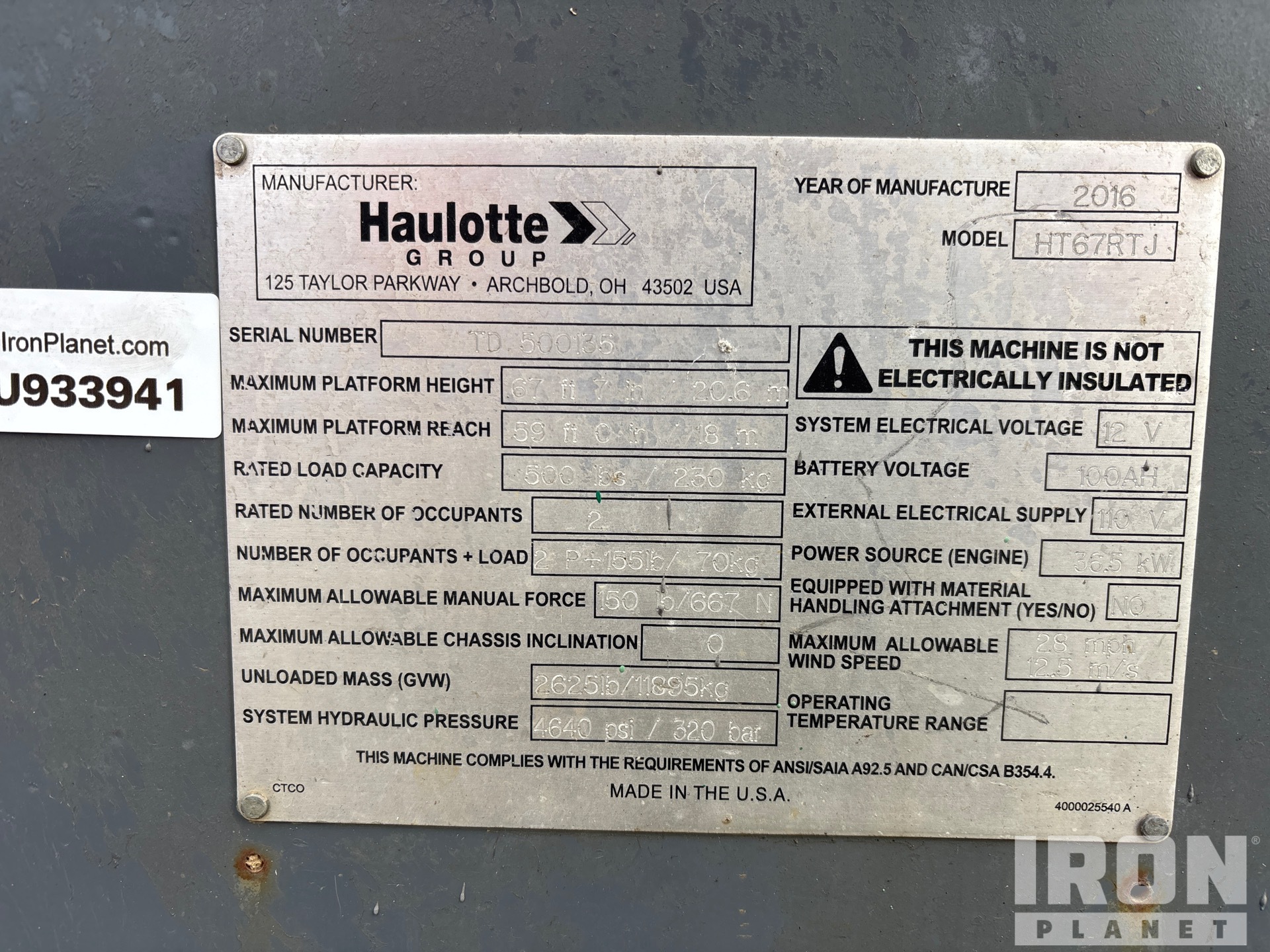 General Appearance with Serial Number / VIN