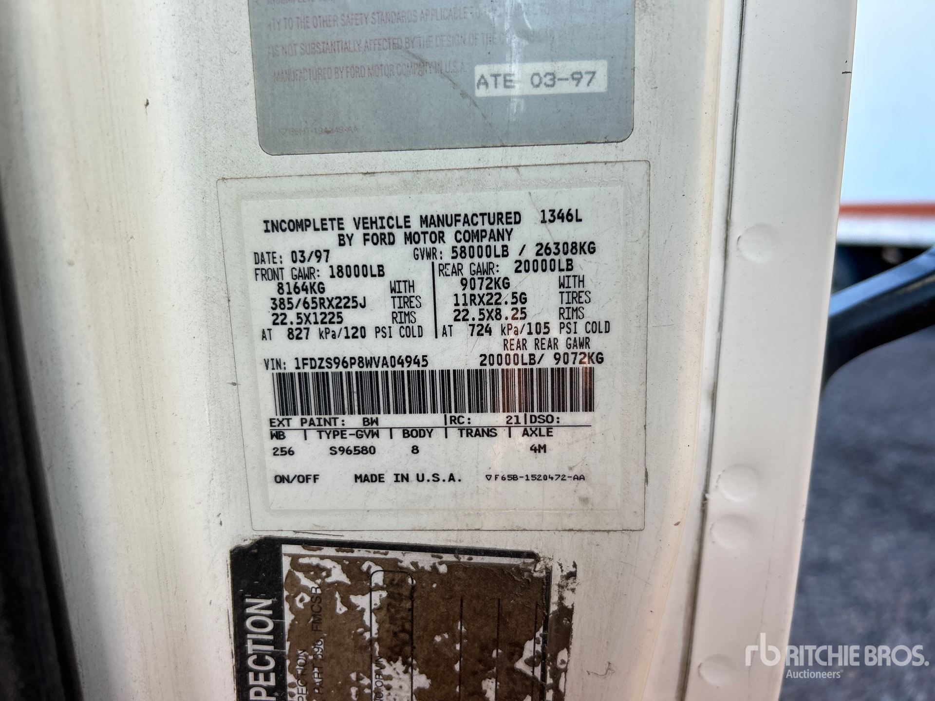 General Appearance with Serial Number / VIN
