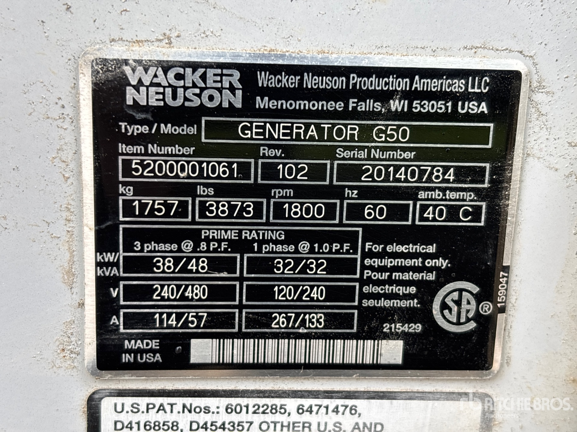 General Appearance with Serial Number / VIN