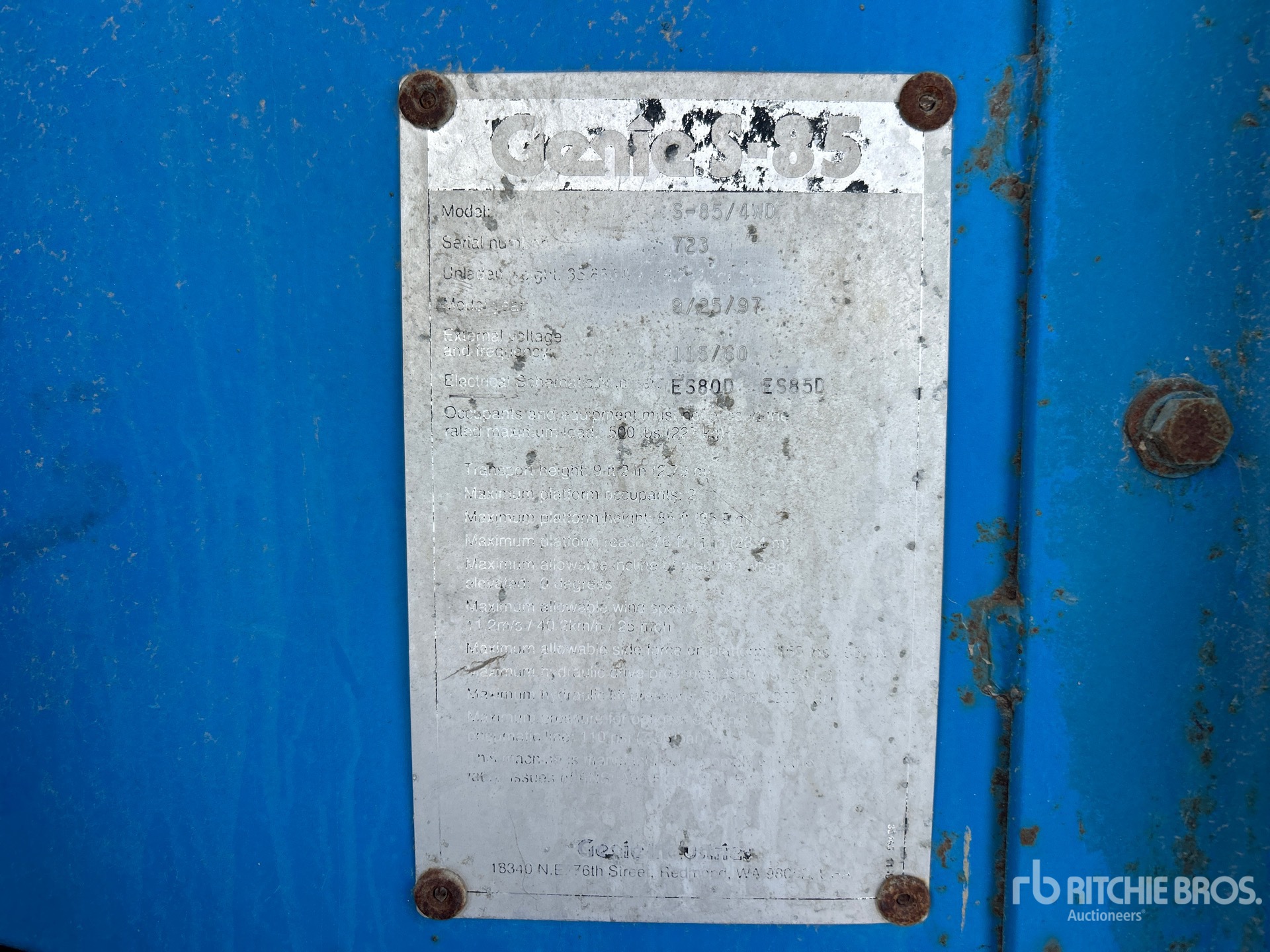 General Appearance with Serial Number / VIN