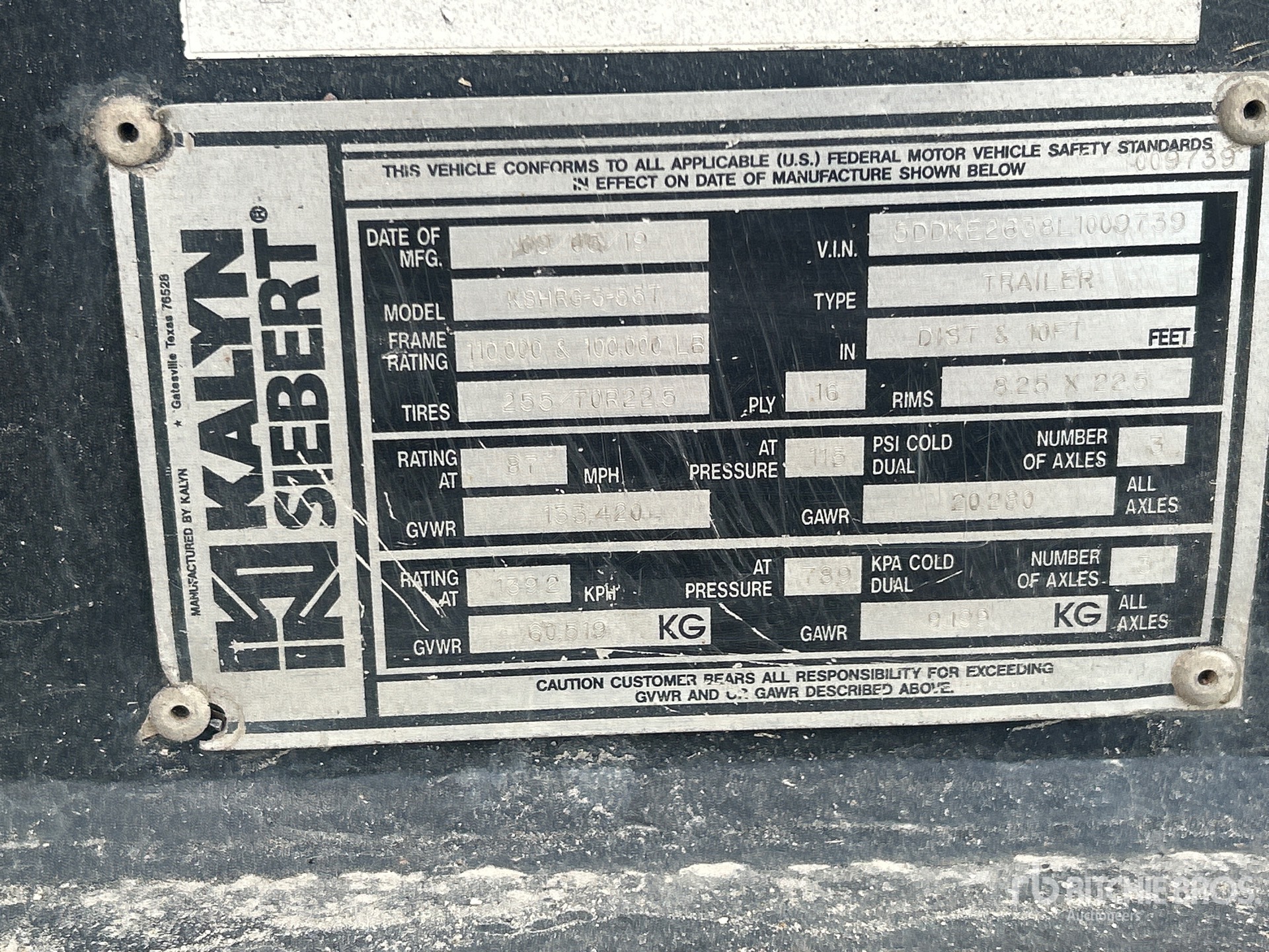 General Appearance with Serial Number / VIN