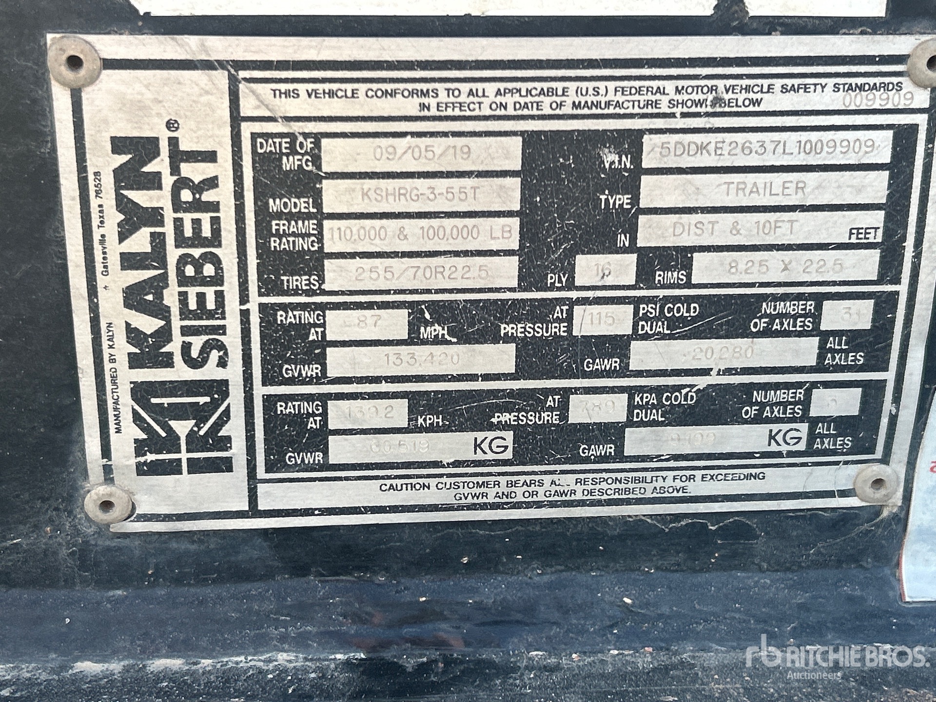 General Appearance with Serial Number / VIN