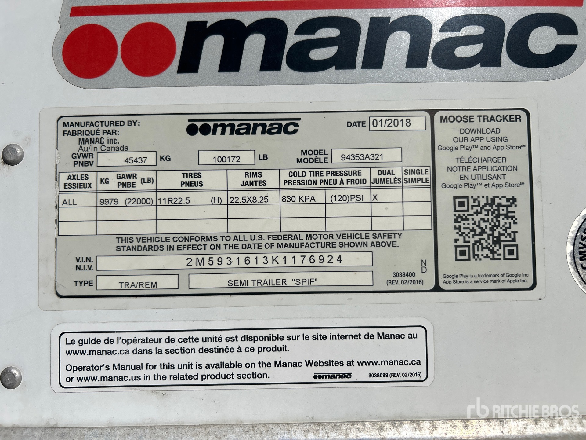 General Appearance with Serial Number / VIN
