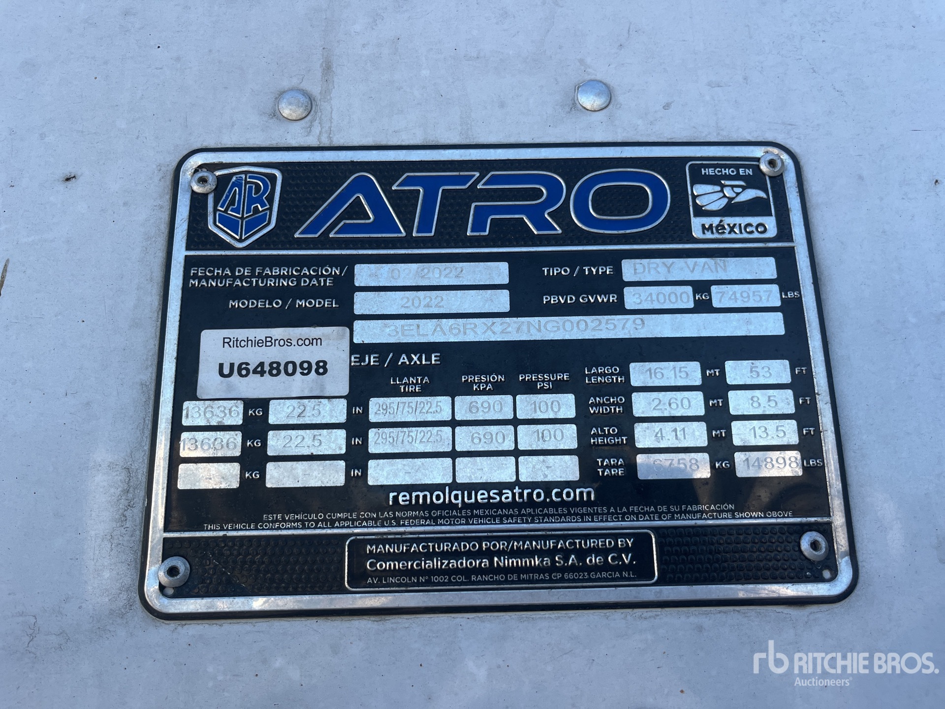 General Appearance with Serial Number / VIN