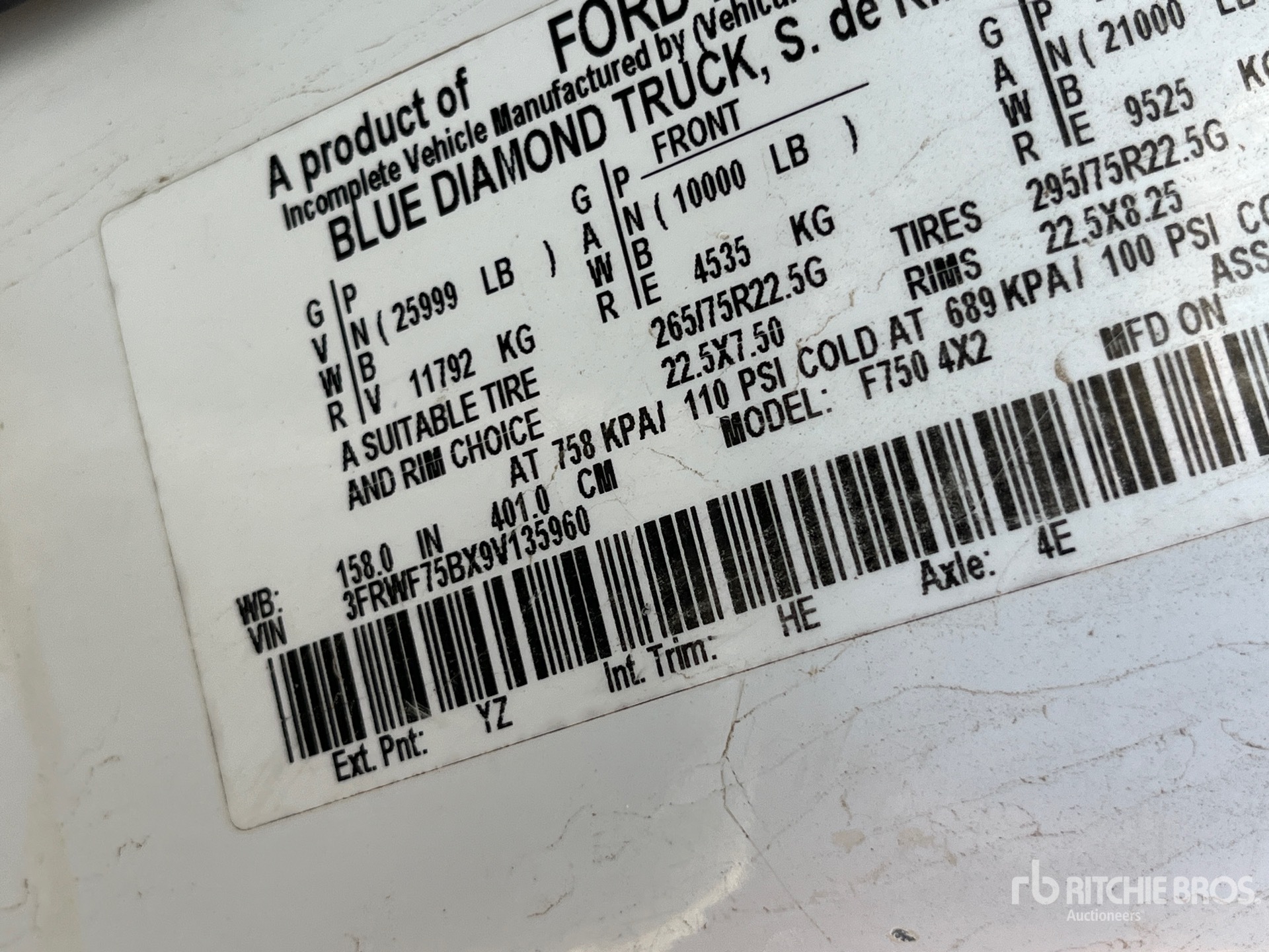 General Appearance with N.º de serie/VIN