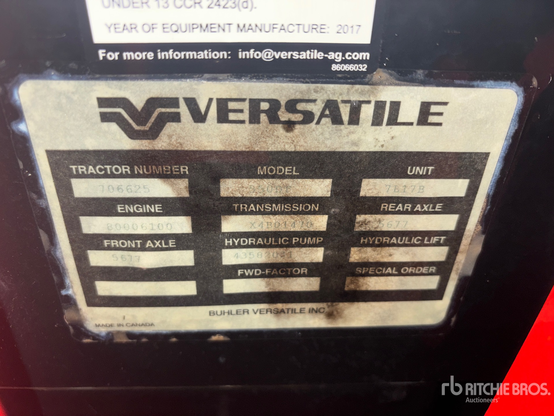 General Appearance with Serial Number / VIN