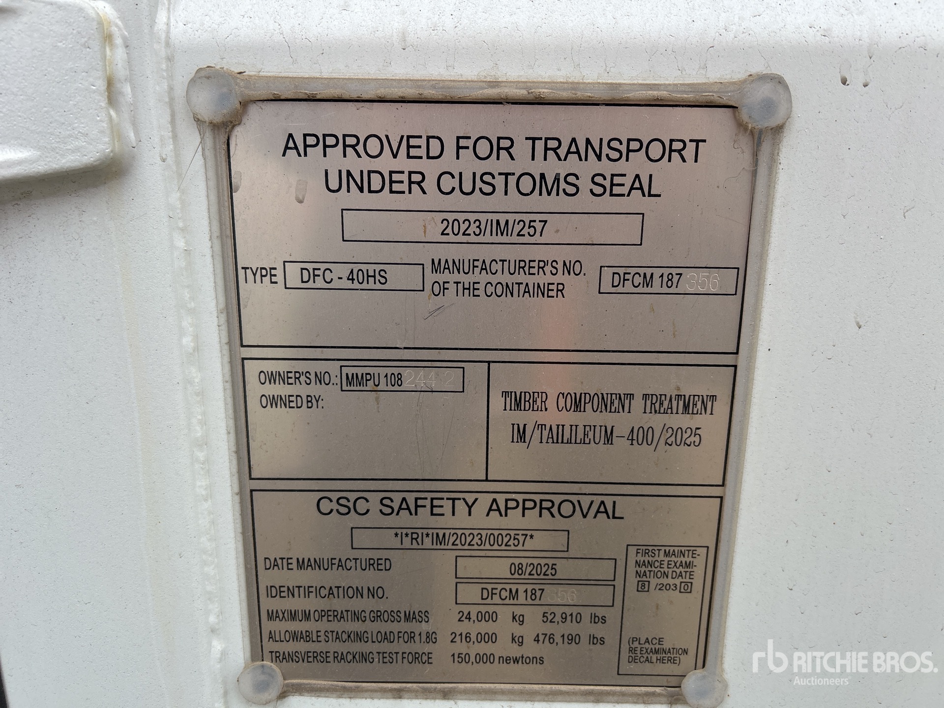 General Appearance with Serial Number / VIN