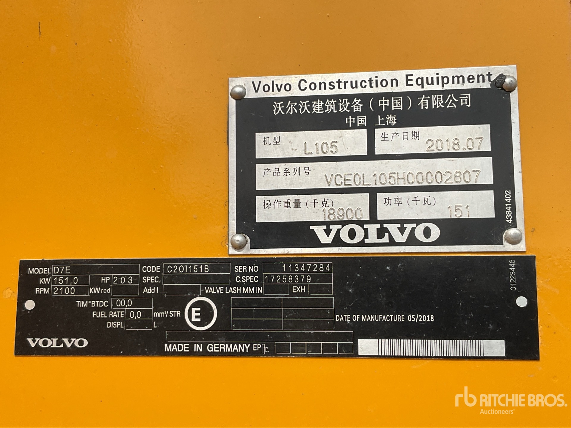 General Appearance with Serial Number / VIN