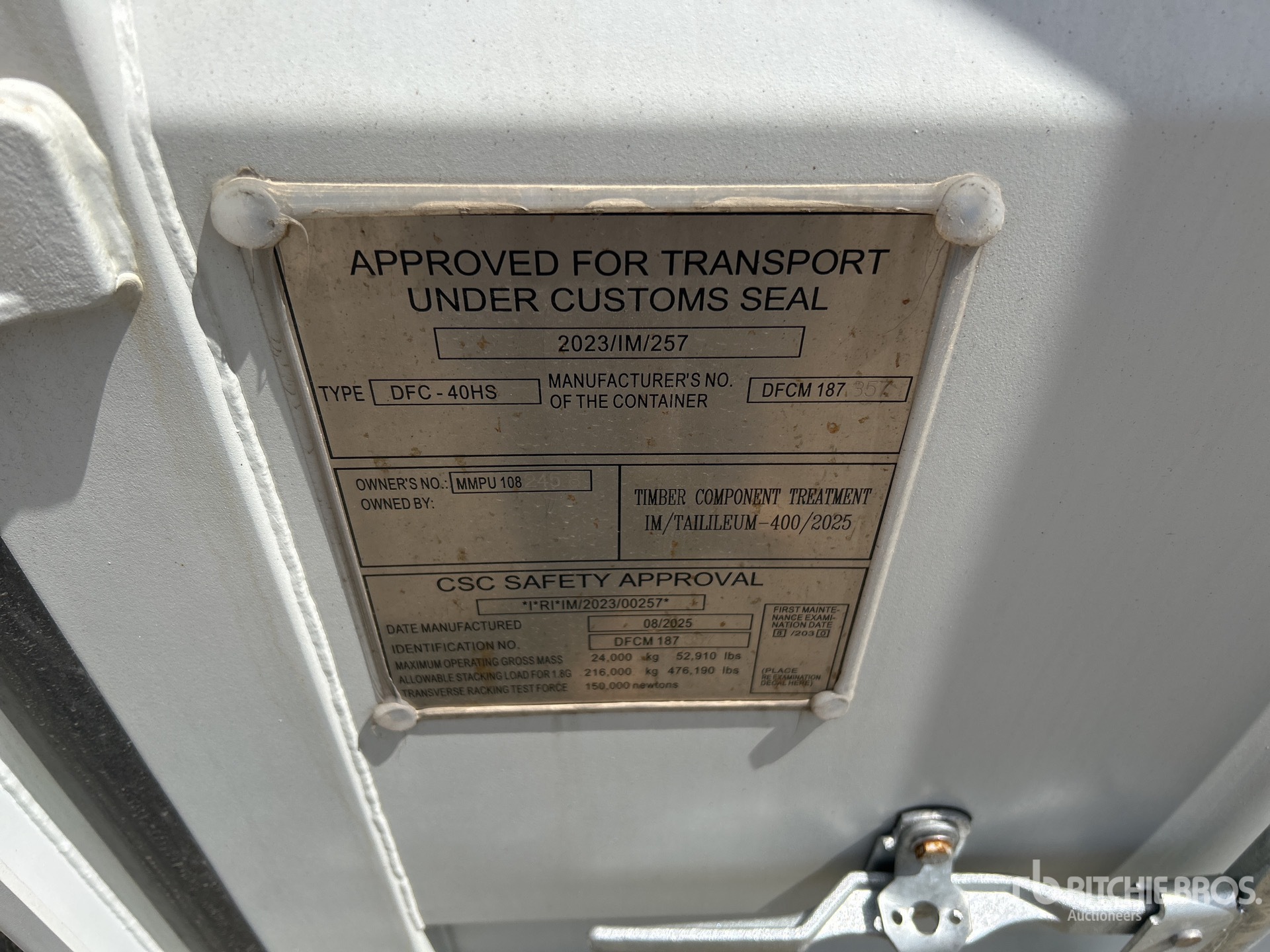 General Appearance with Serial Number / VIN