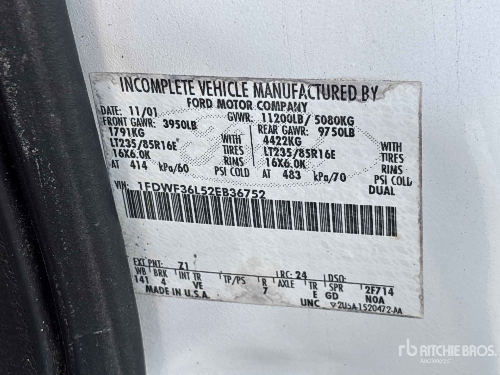 General Appearance with Serial Number / VIN