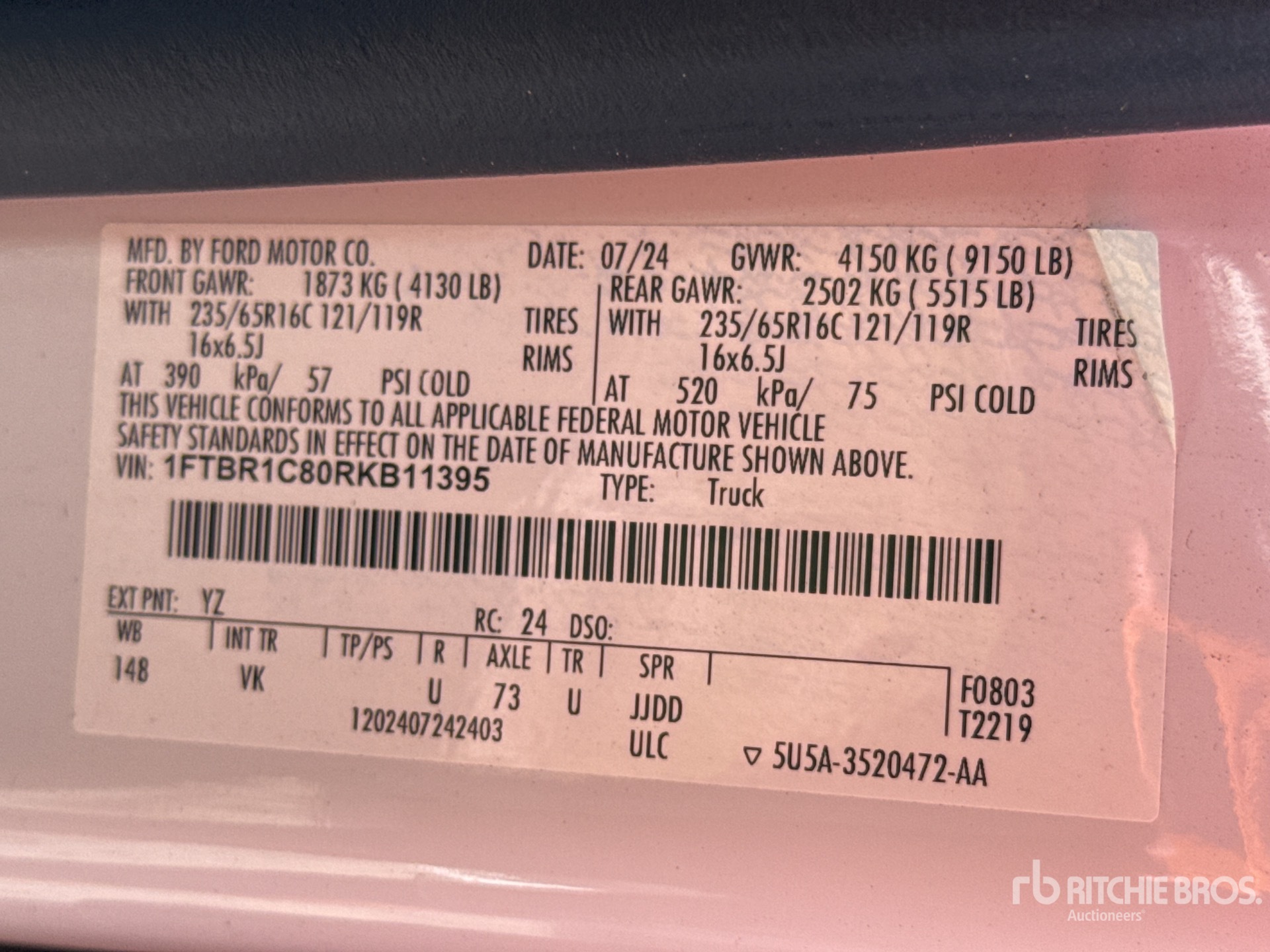 General Appearance with Serial Number / VIN