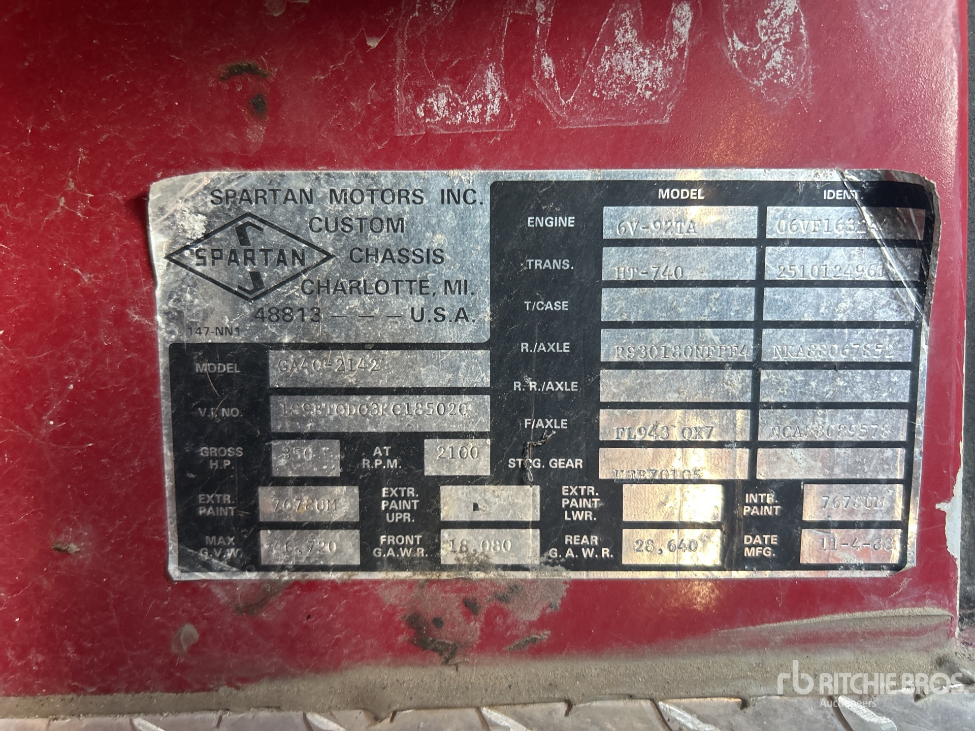 General Appearance with Serial Number / VIN