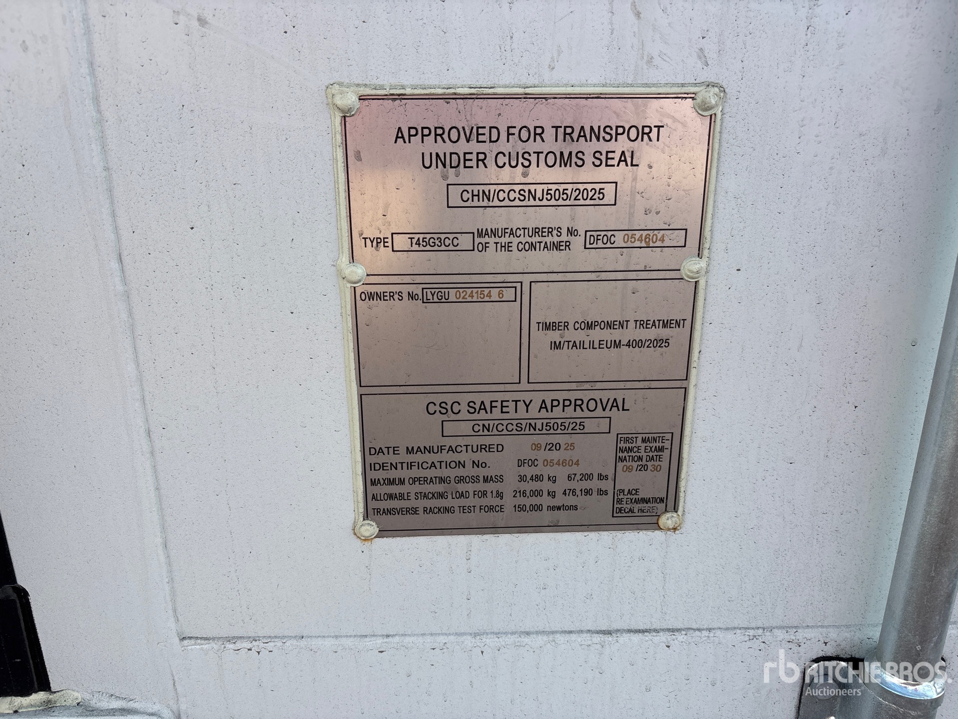 General Appearance with Serial Number / VIN