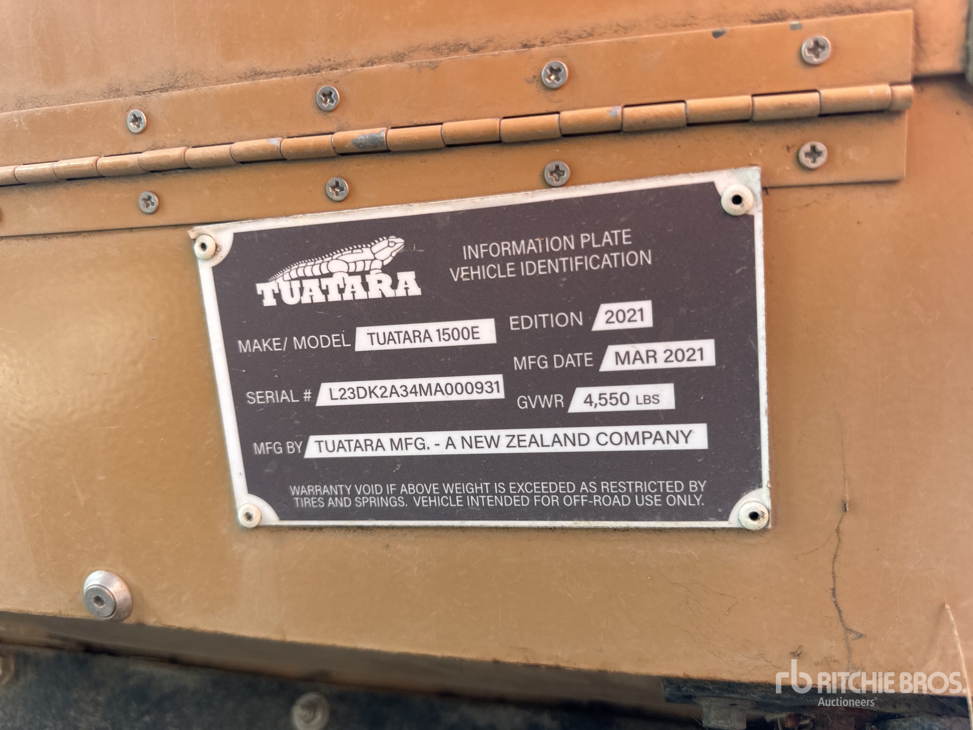 General Appearance with Serial Number / VIN