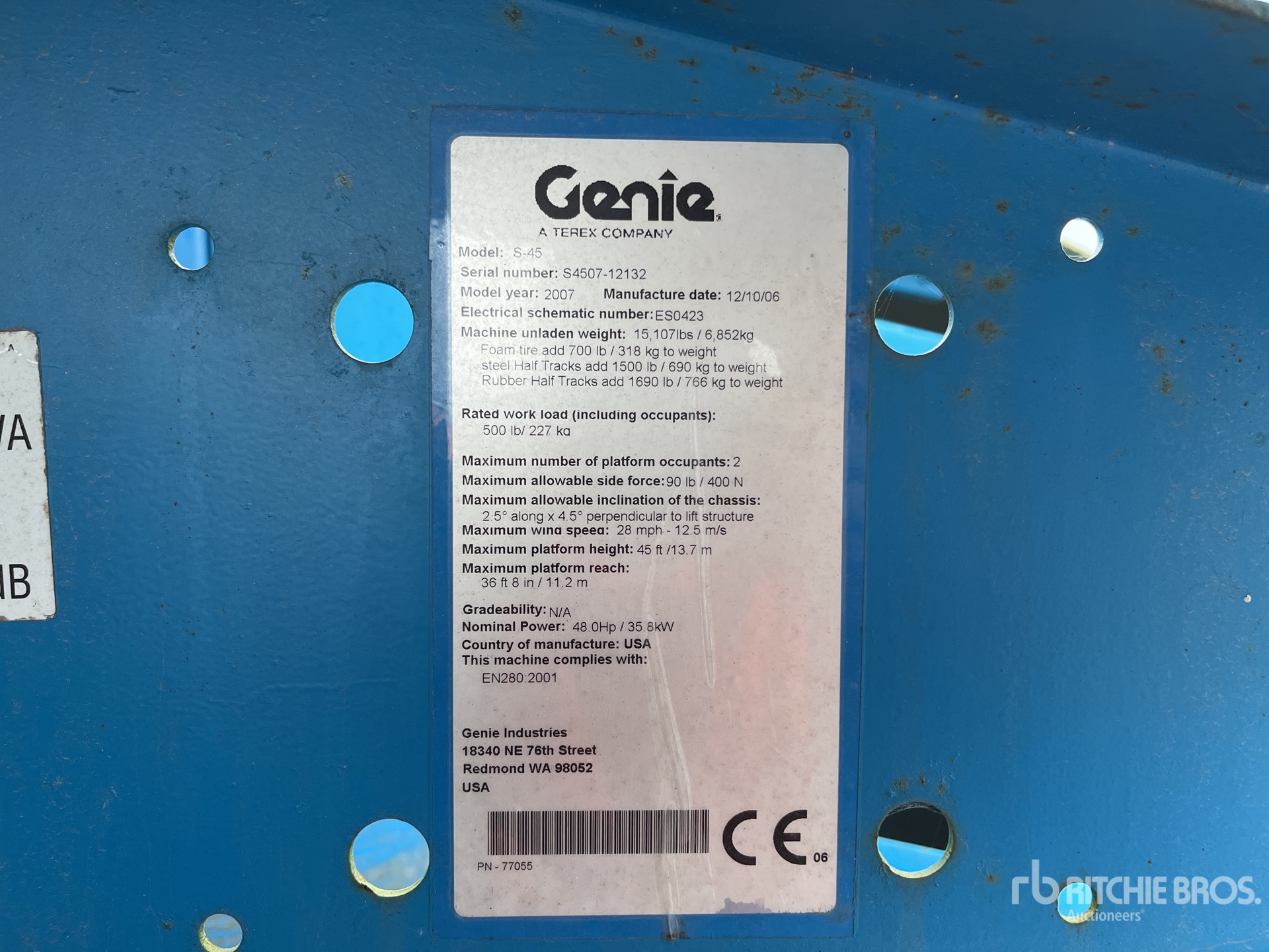 General Appearance with N.º de serie/VIN