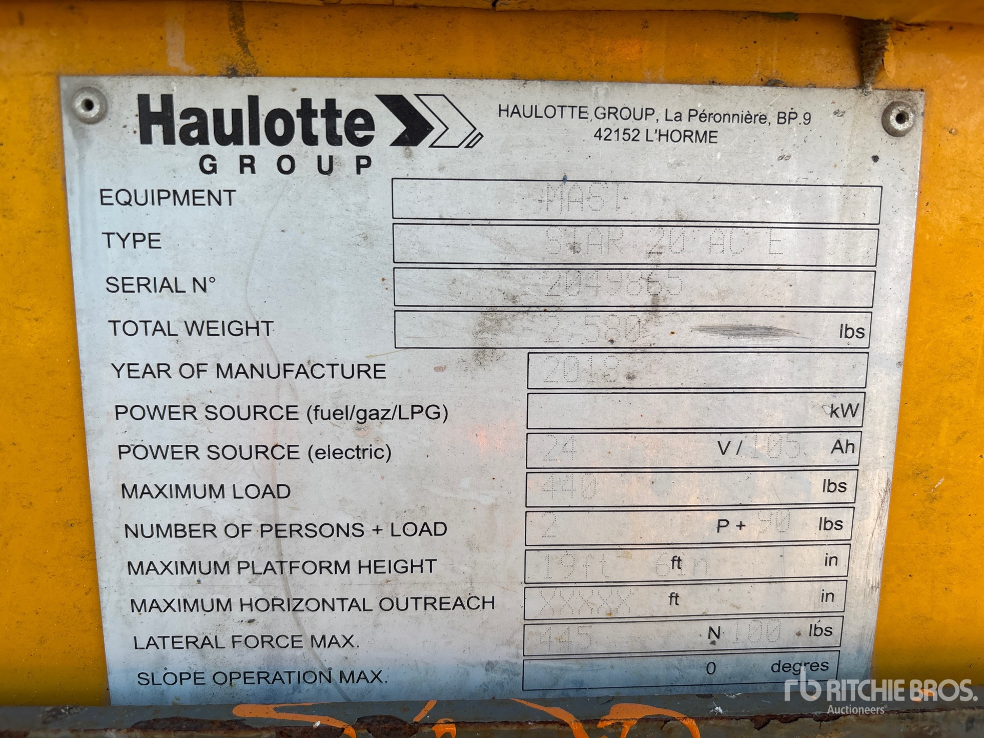 General Appearance with Serial Number / VIN