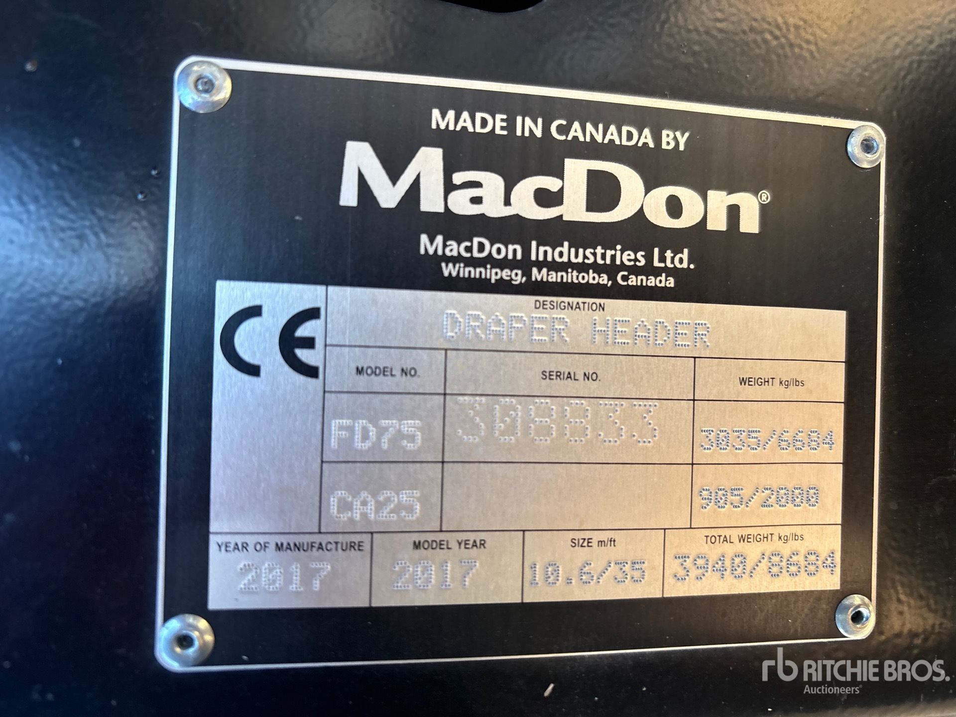 General Appearance with N.º de serie/VIN