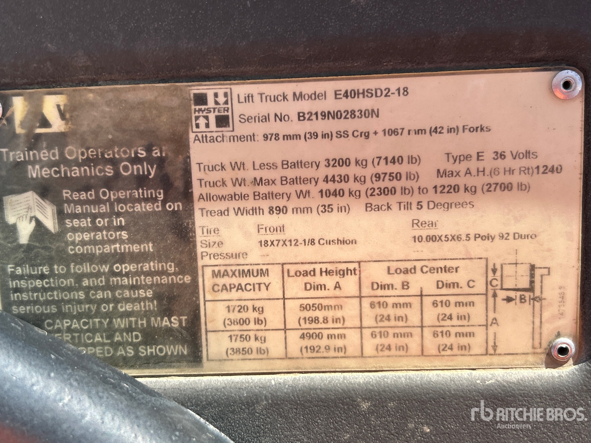 General Appearance with Serial Number / VIN