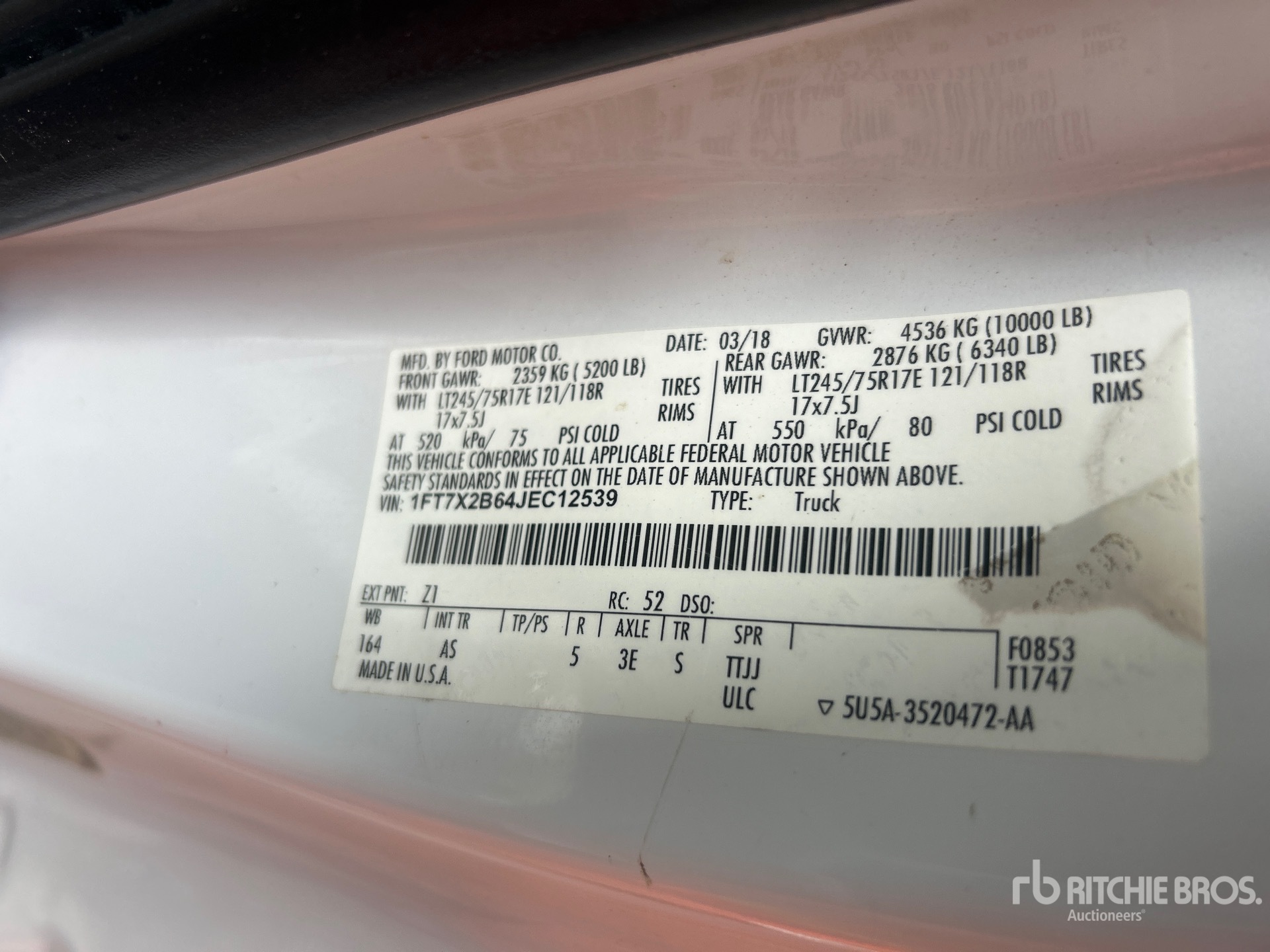 General Appearance with Serial Number / VIN