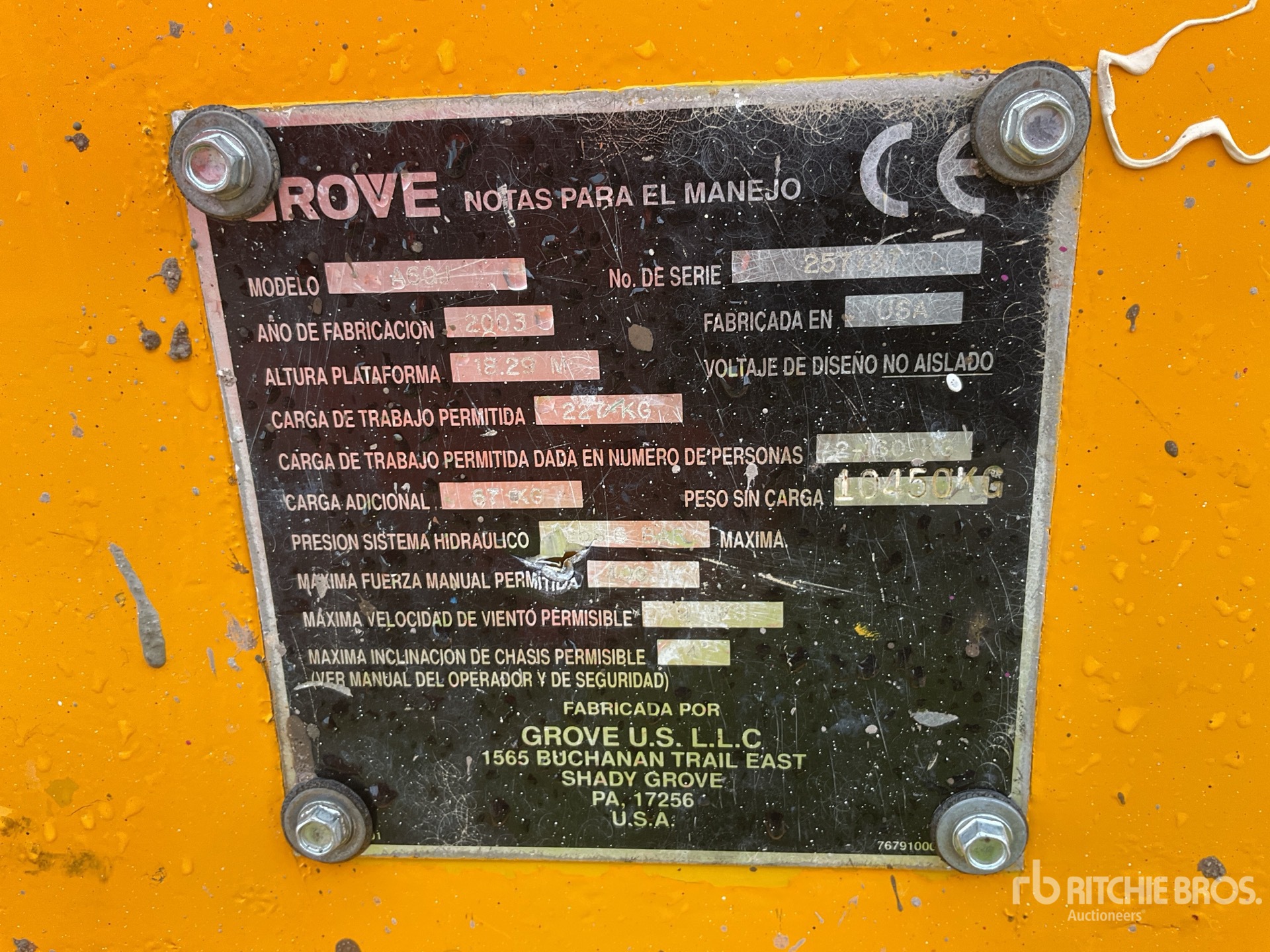 General Appearance with Serial Number / VIN