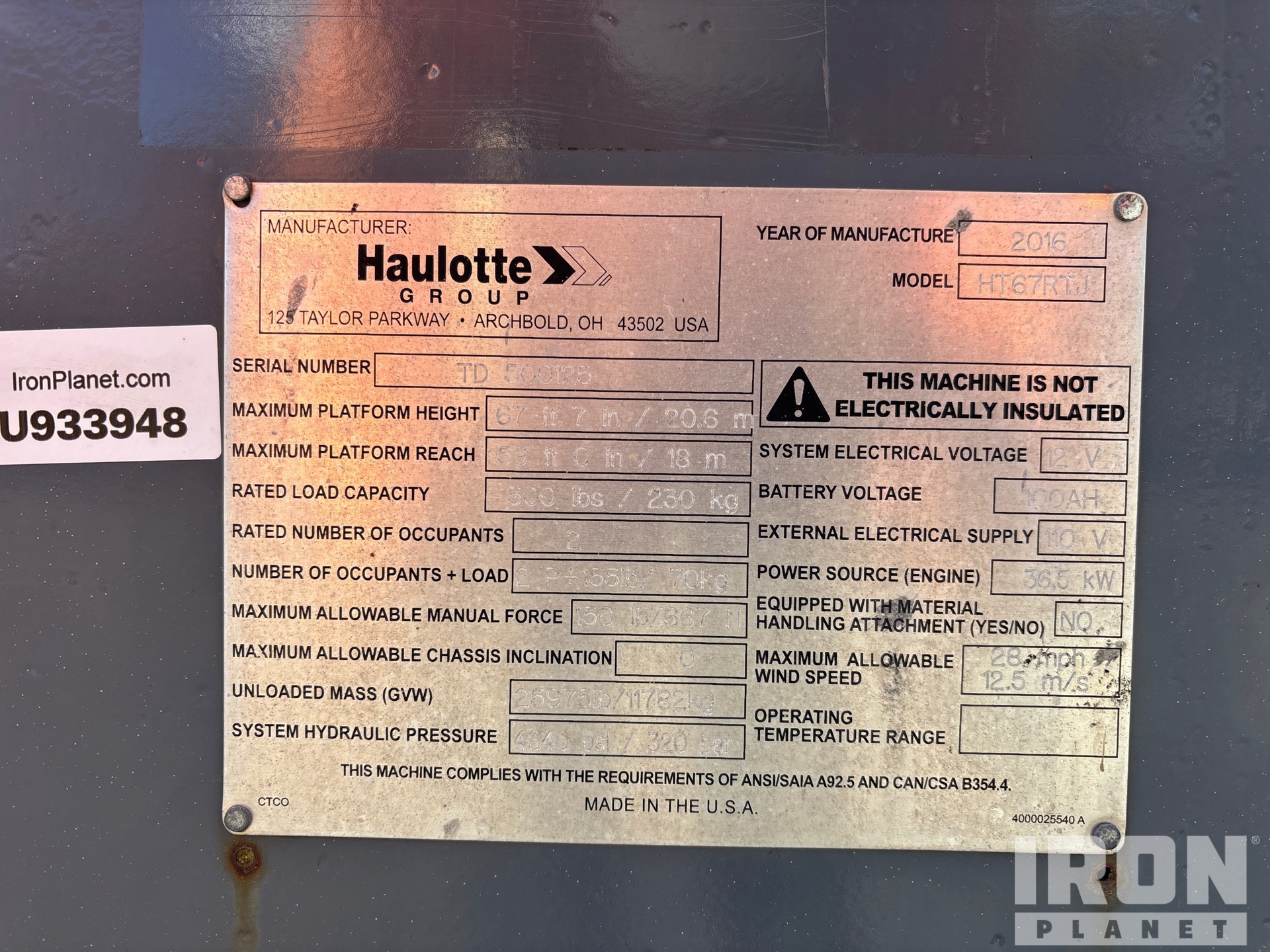 General Appearance with Serial Number / VIN