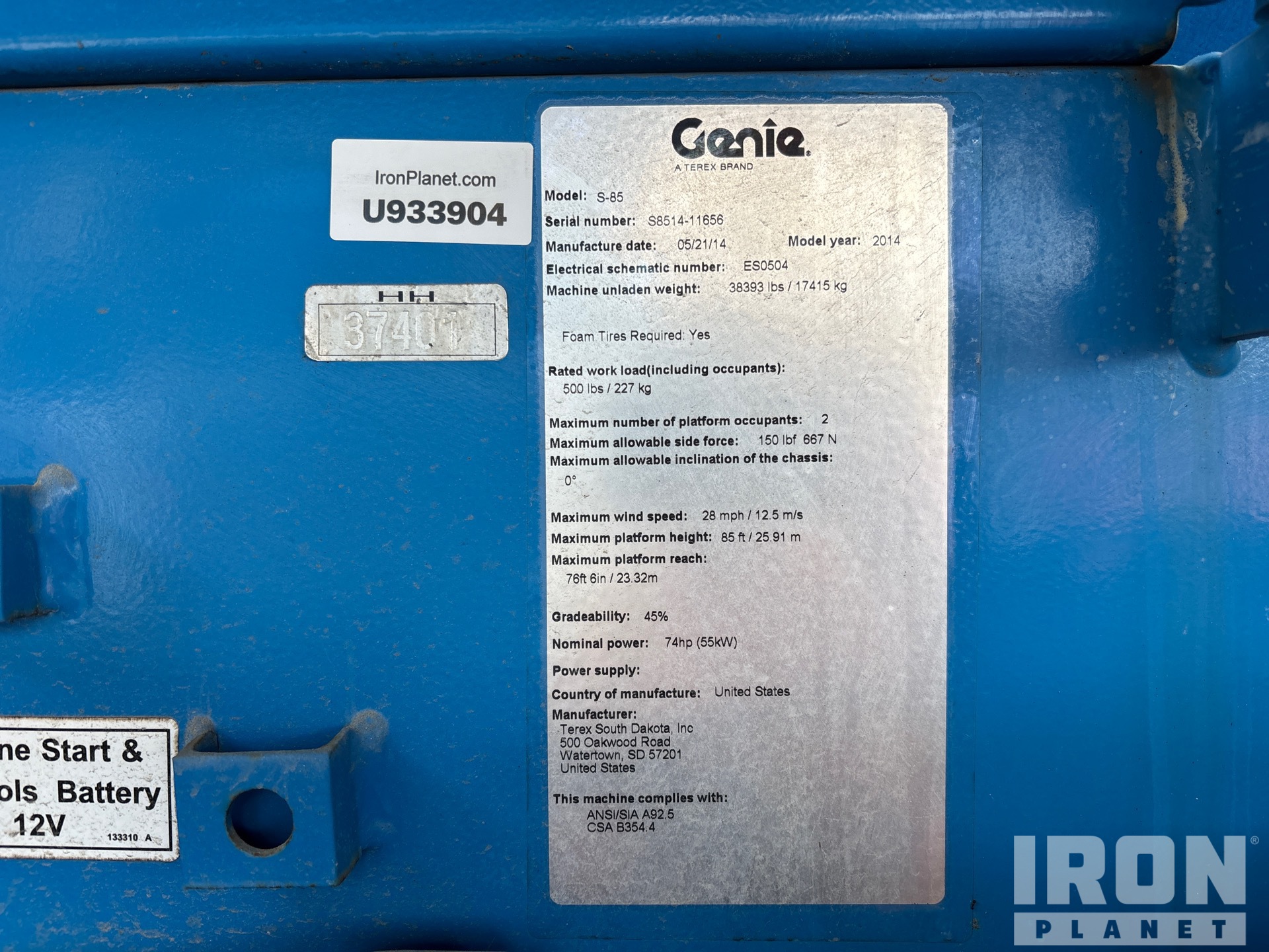 General Appearance with Serial Number / VIN