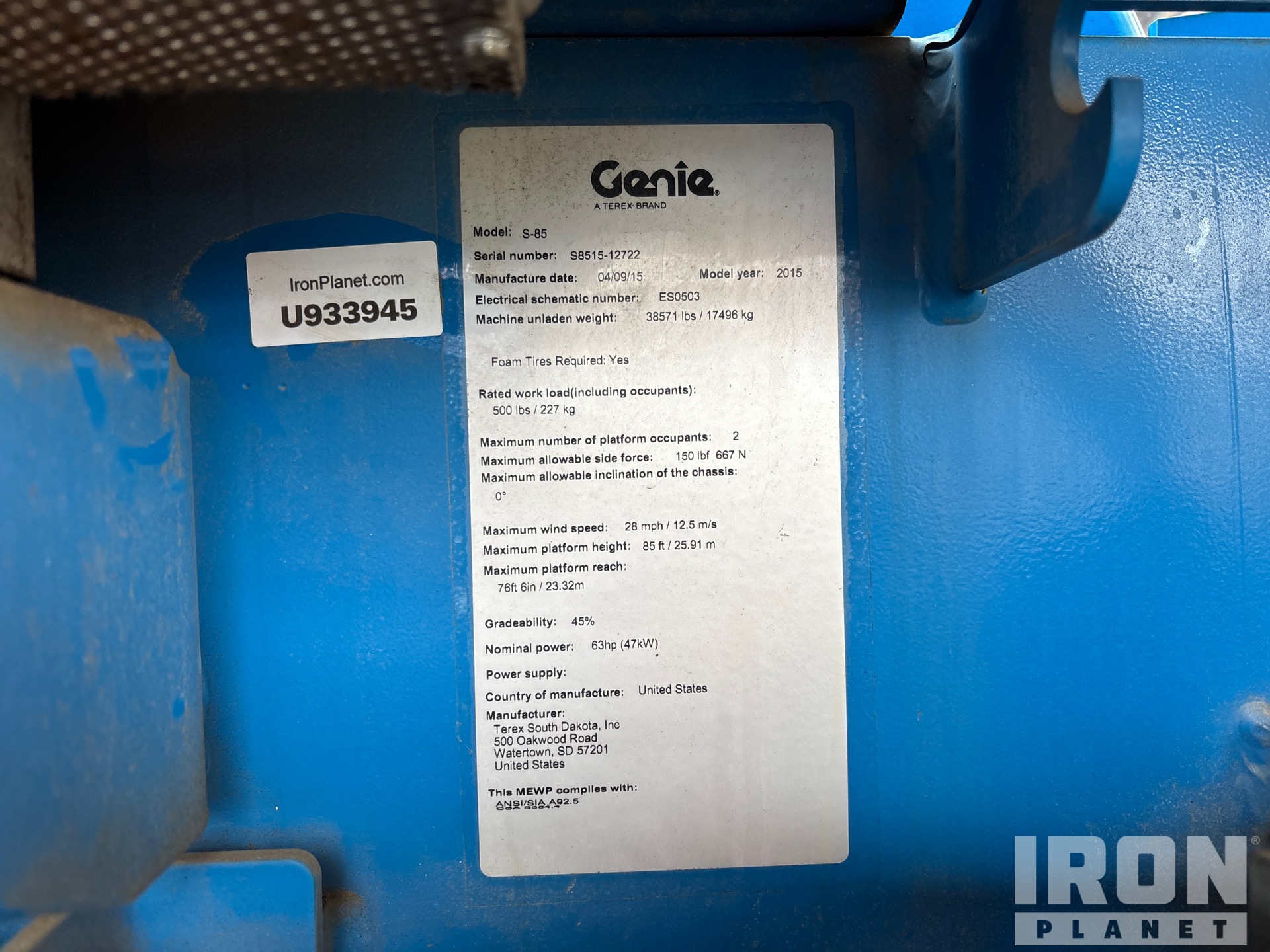 General Appearance with Serial Number / VIN