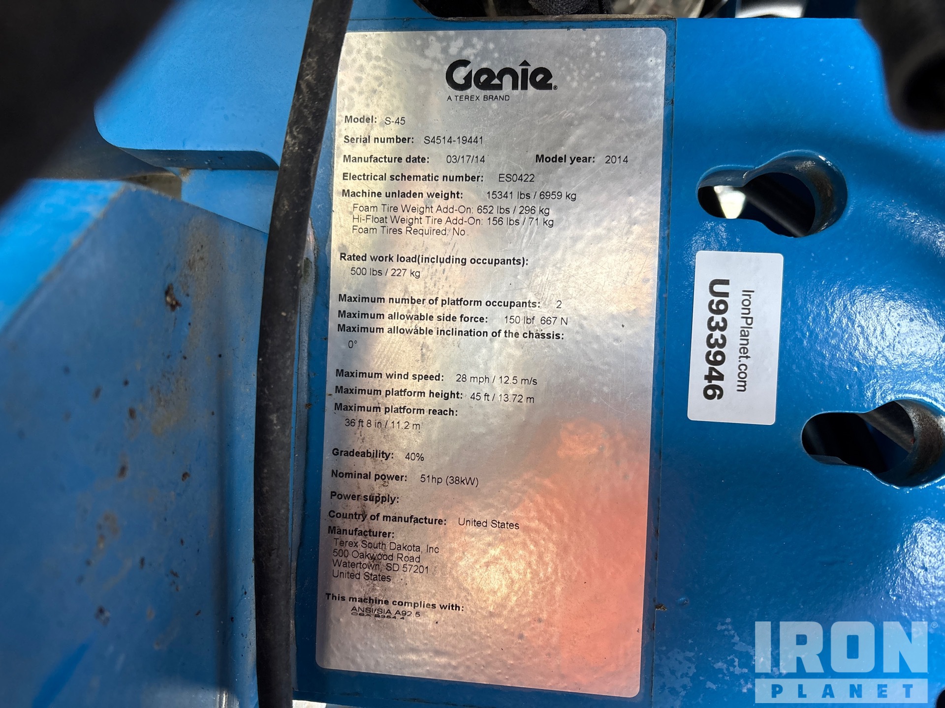 General Appearance with Serial Number / VIN