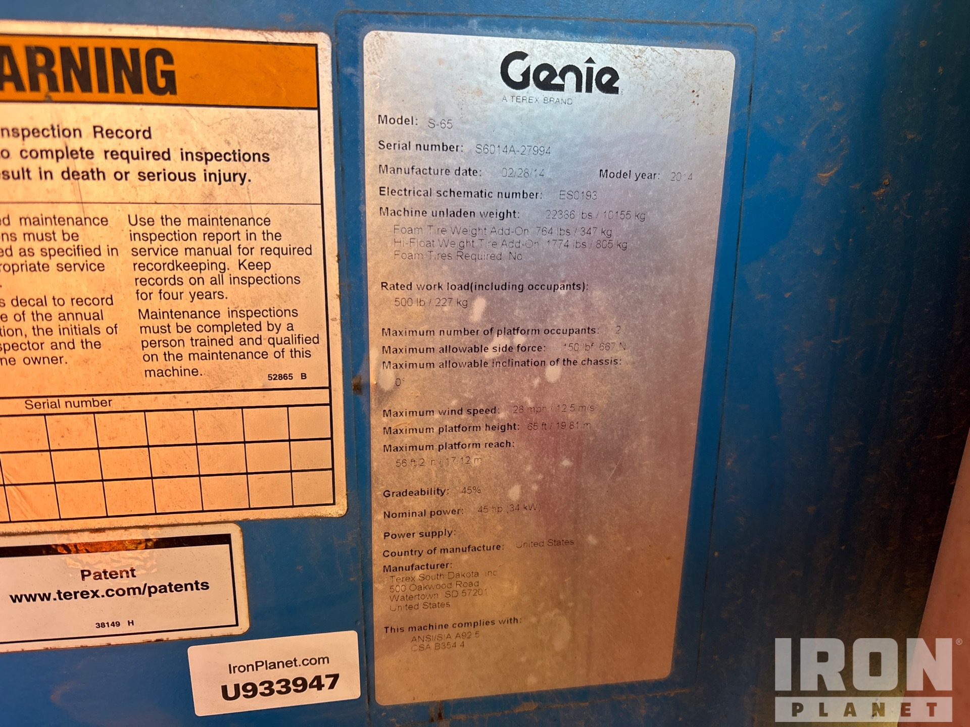 General Appearance with Serial Number / VIN