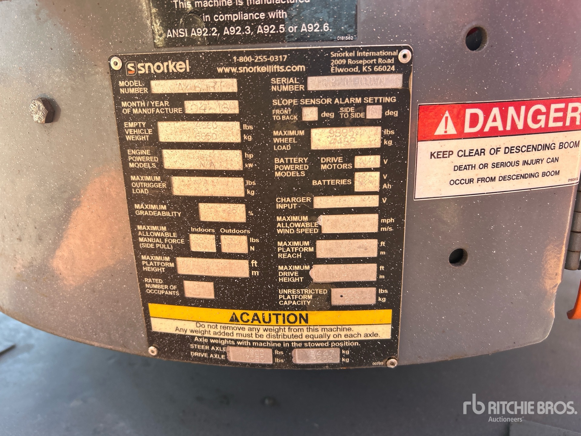 General Appearance with Serial Number / VIN