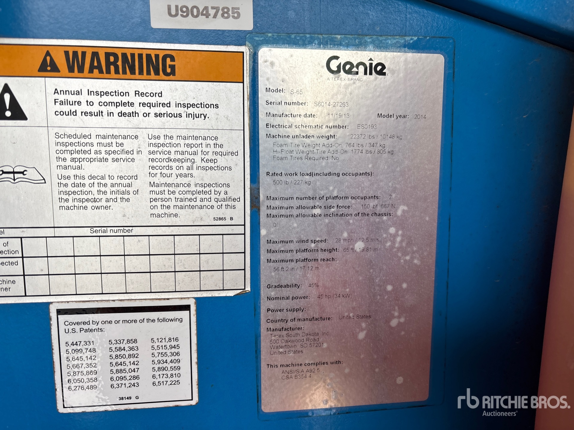 General Appearance with Serial Number / VIN