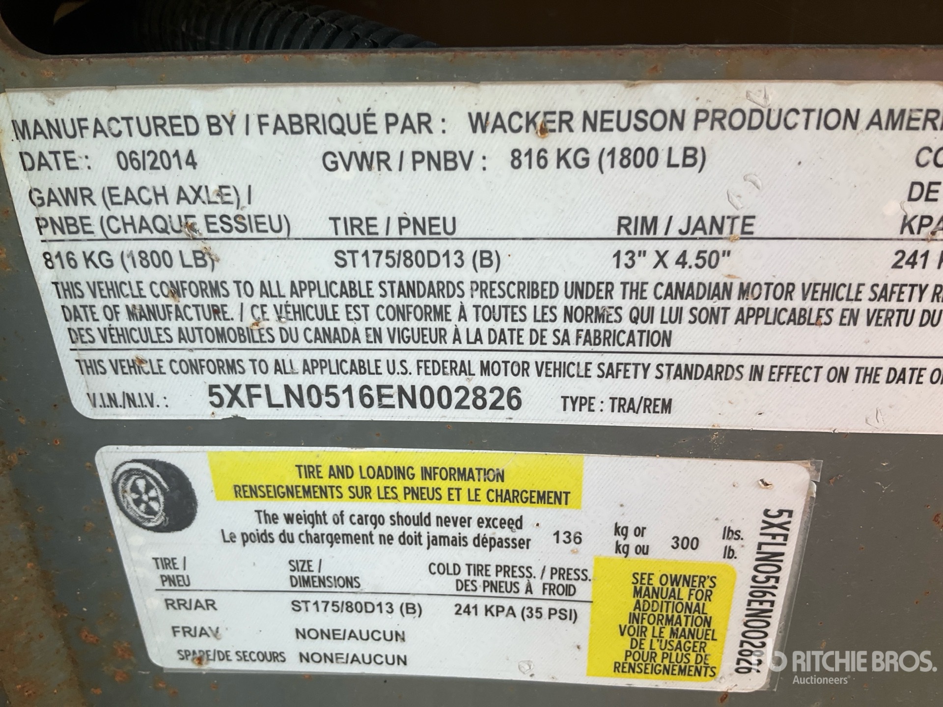 General Appearance with Serial Number / VIN