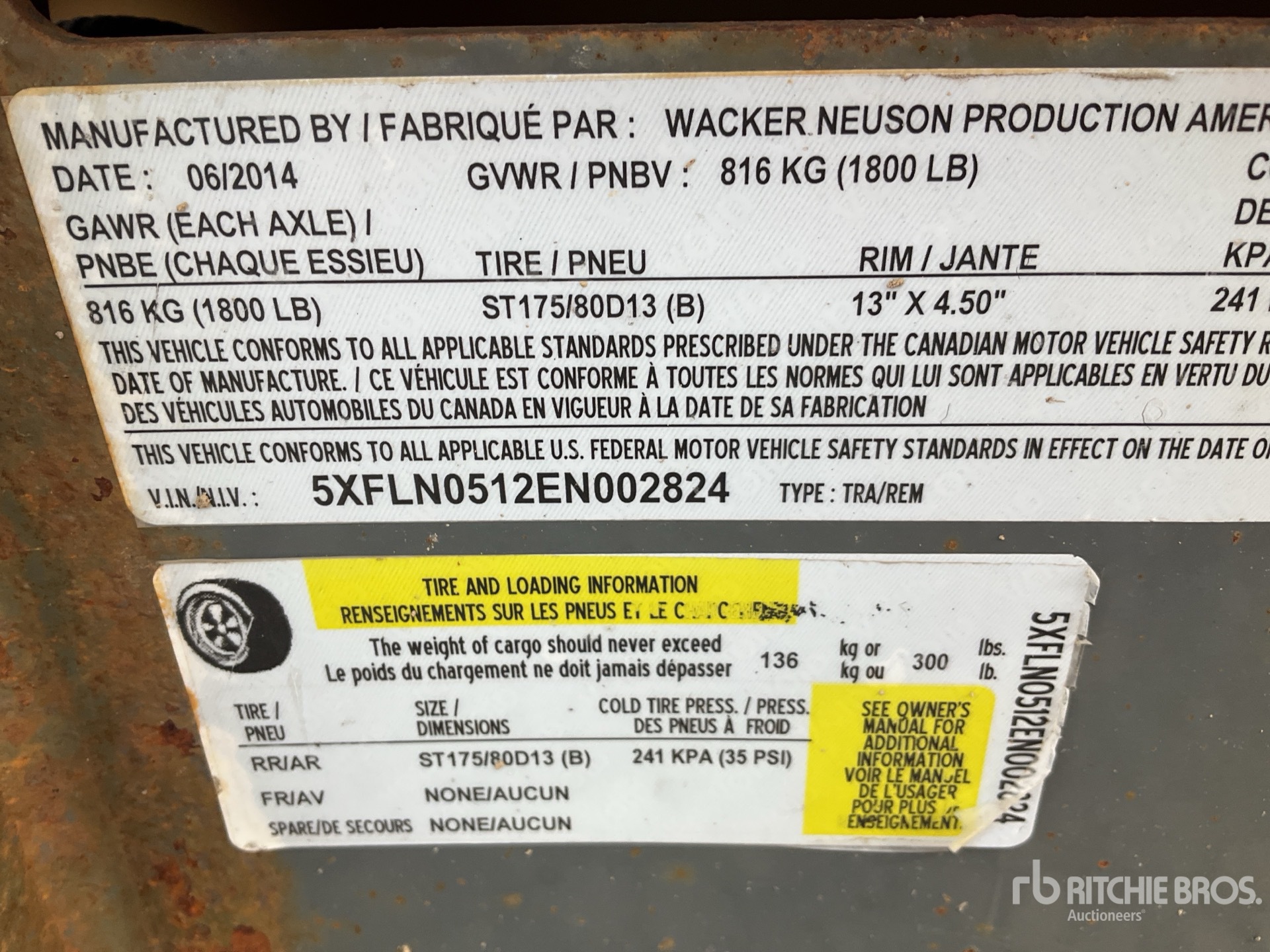 General Appearance with Serial Number / VIN