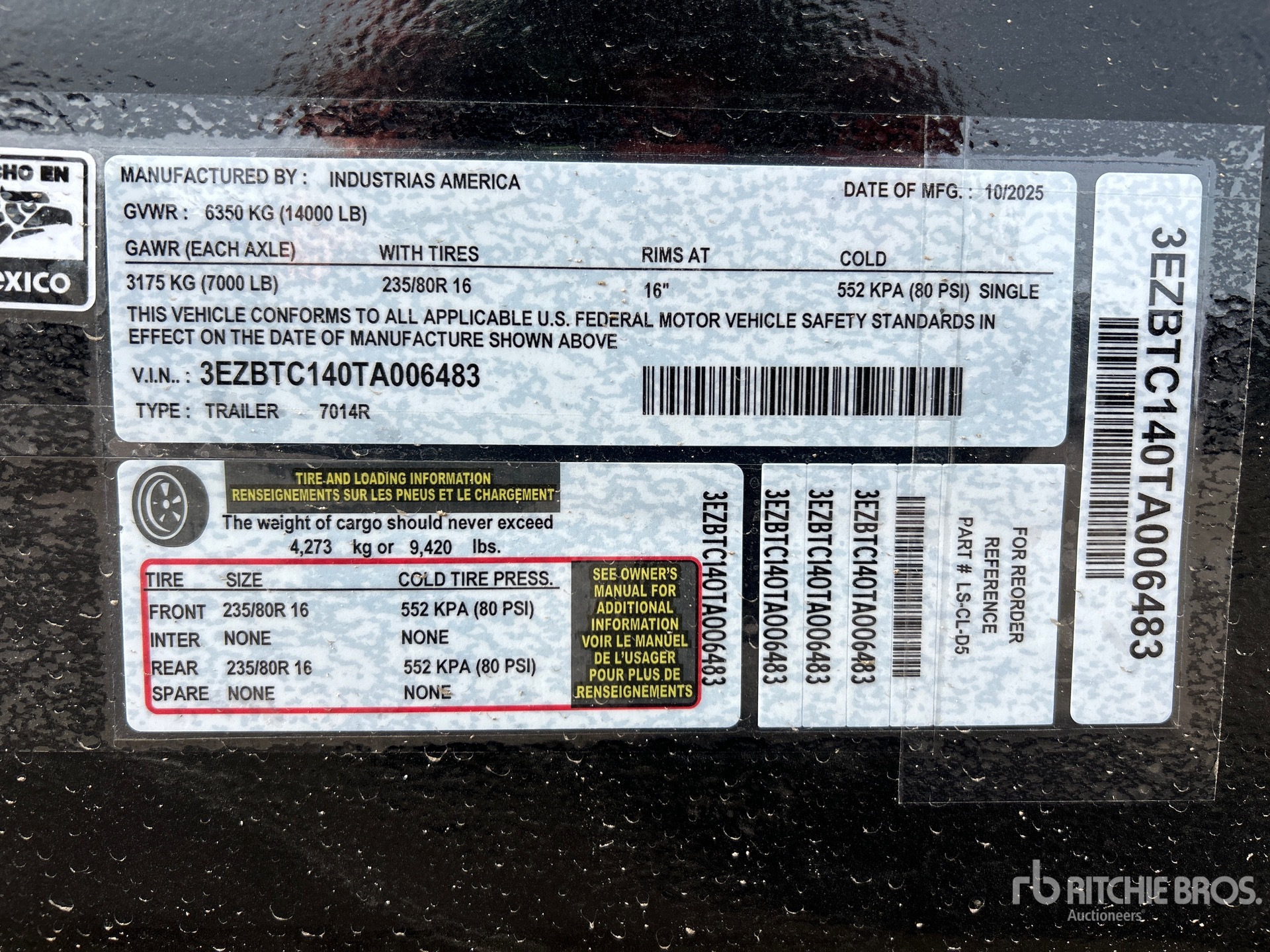 General Appearance with Serial Number / VIN