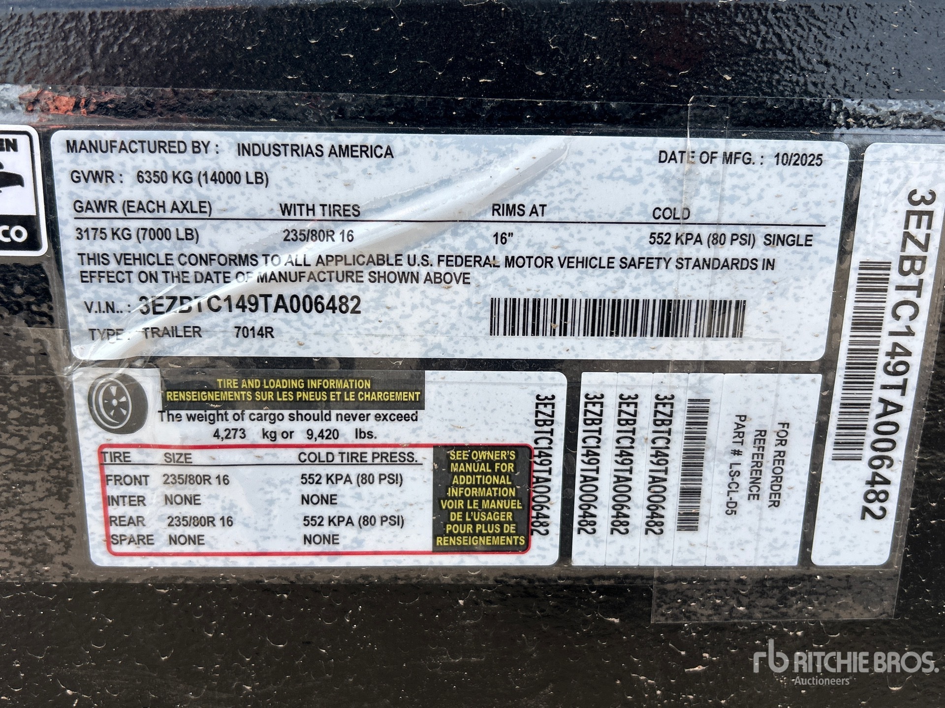 General Appearance with Serial Number / VIN