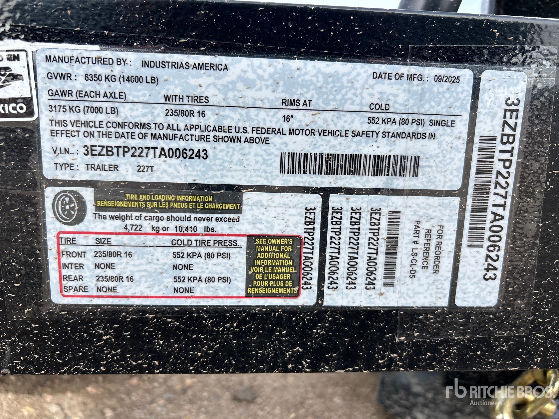 General Appearance with Serial Number / VIN