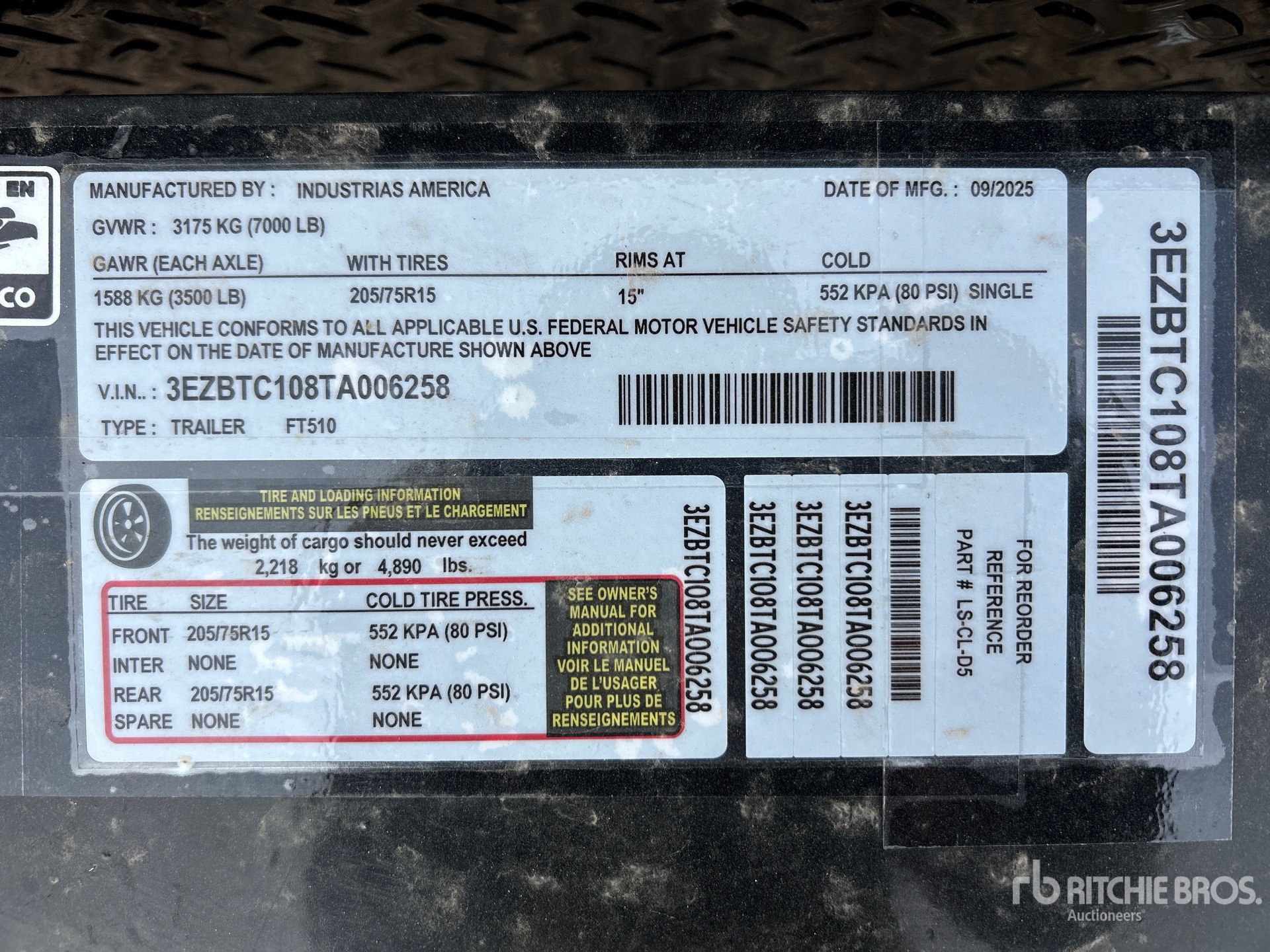 General Appearance with Serial Number / VIN