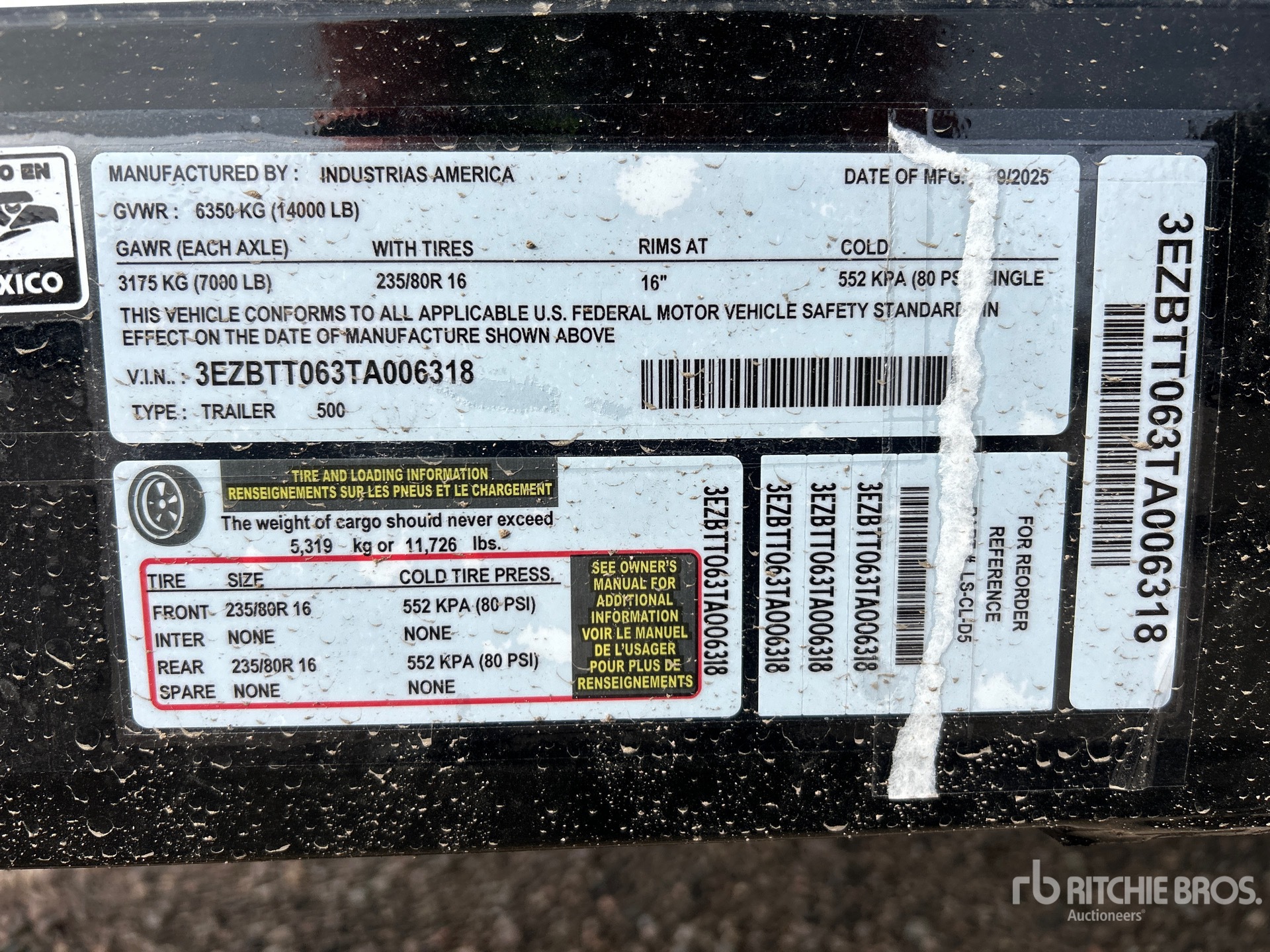 General Appearance with Serial Number / VIN