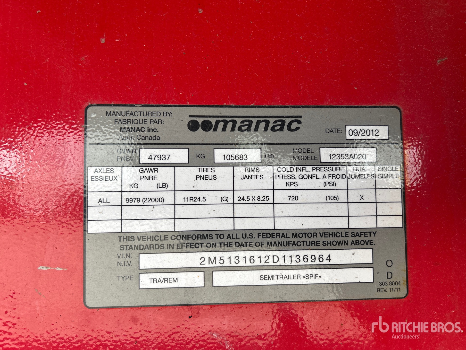 General Appearance with Serial Number / VIN