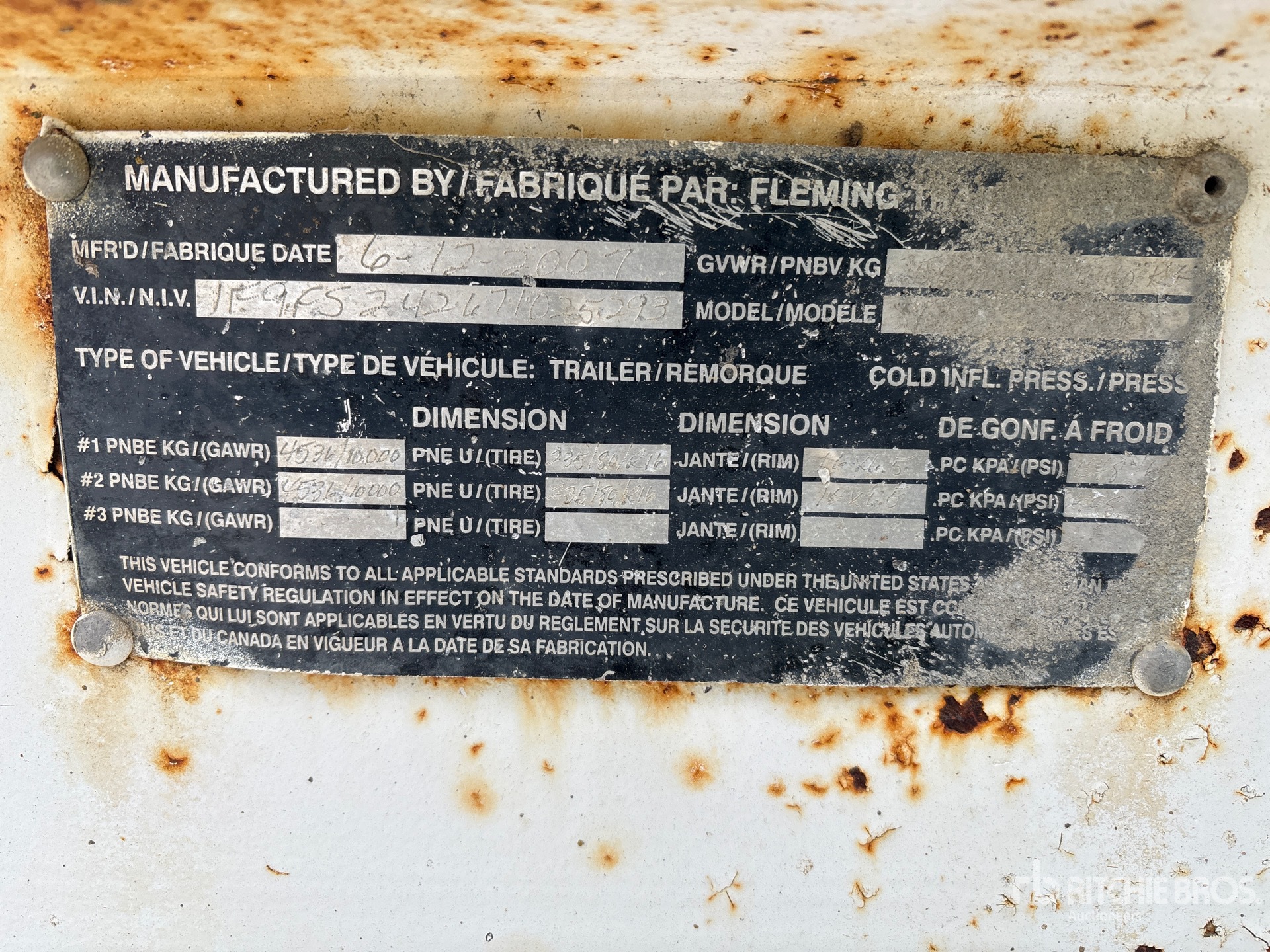 General Appearance with Serial Number / VIN