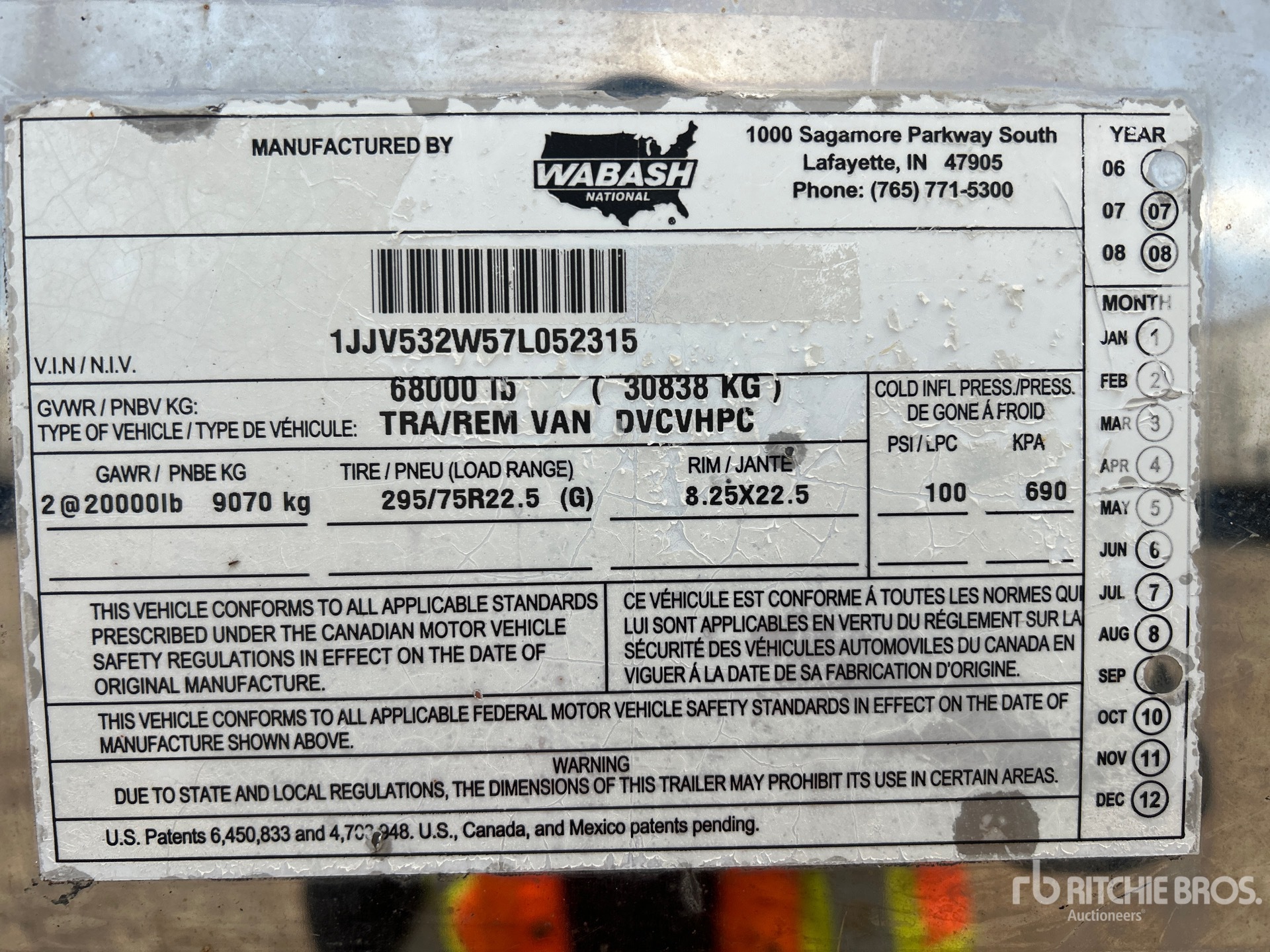 General Appearance with N.º de serie/VIN