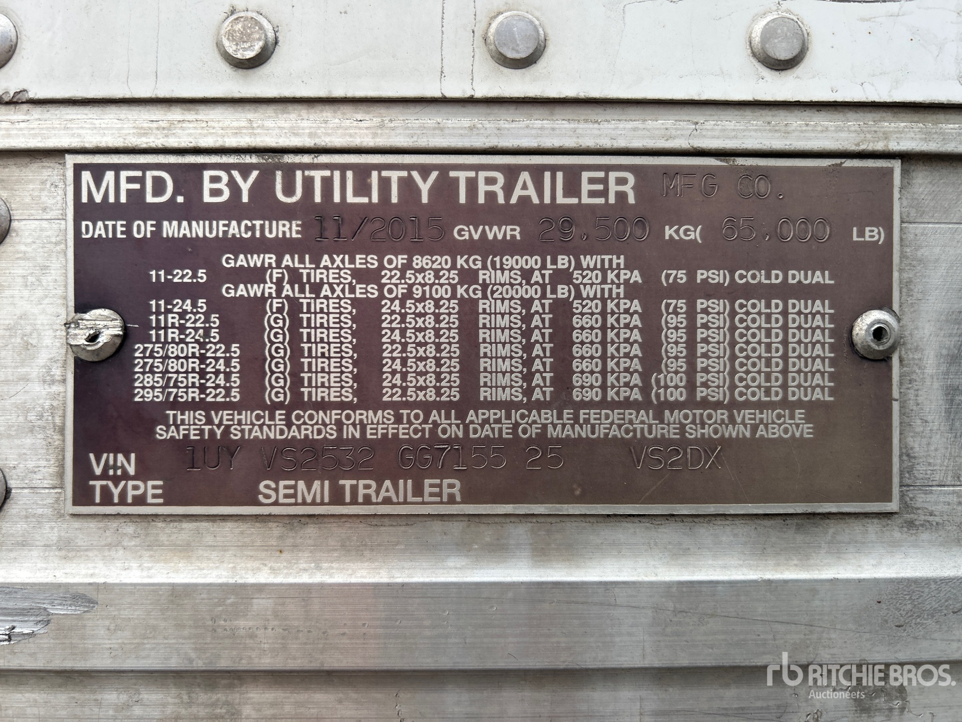 General Appearance with Serial Number / VIN