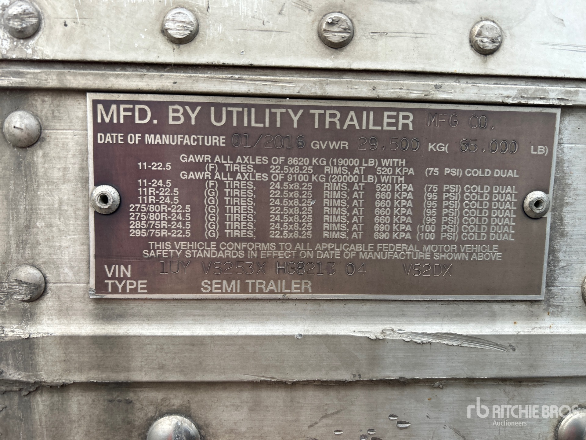 General Appearance with Serial Number / VIN