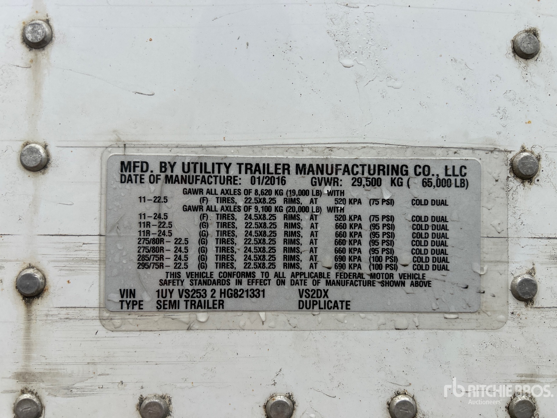 General Appearance with Serial Number / VIN