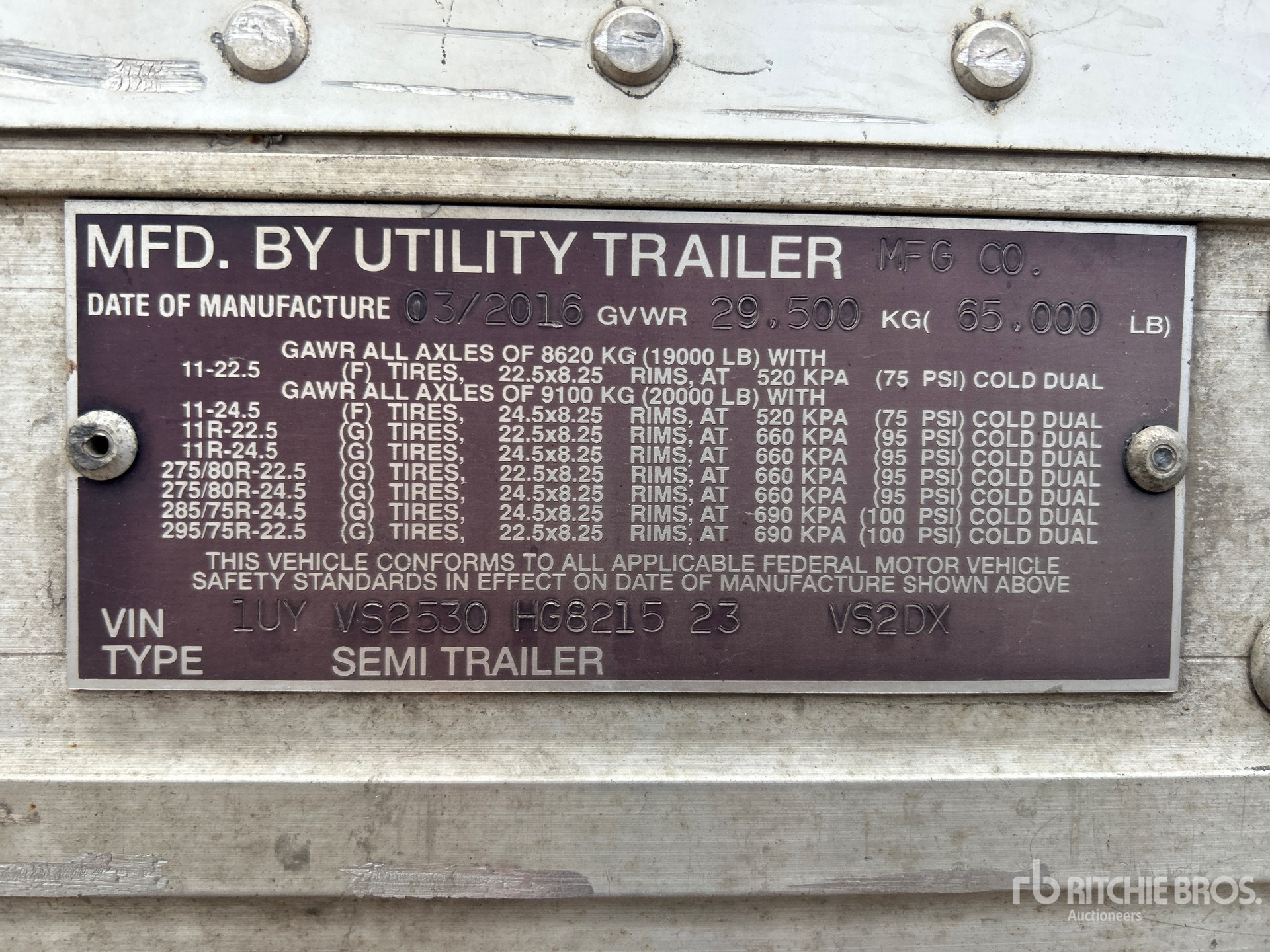 General Appearance with Serial Number / VIN