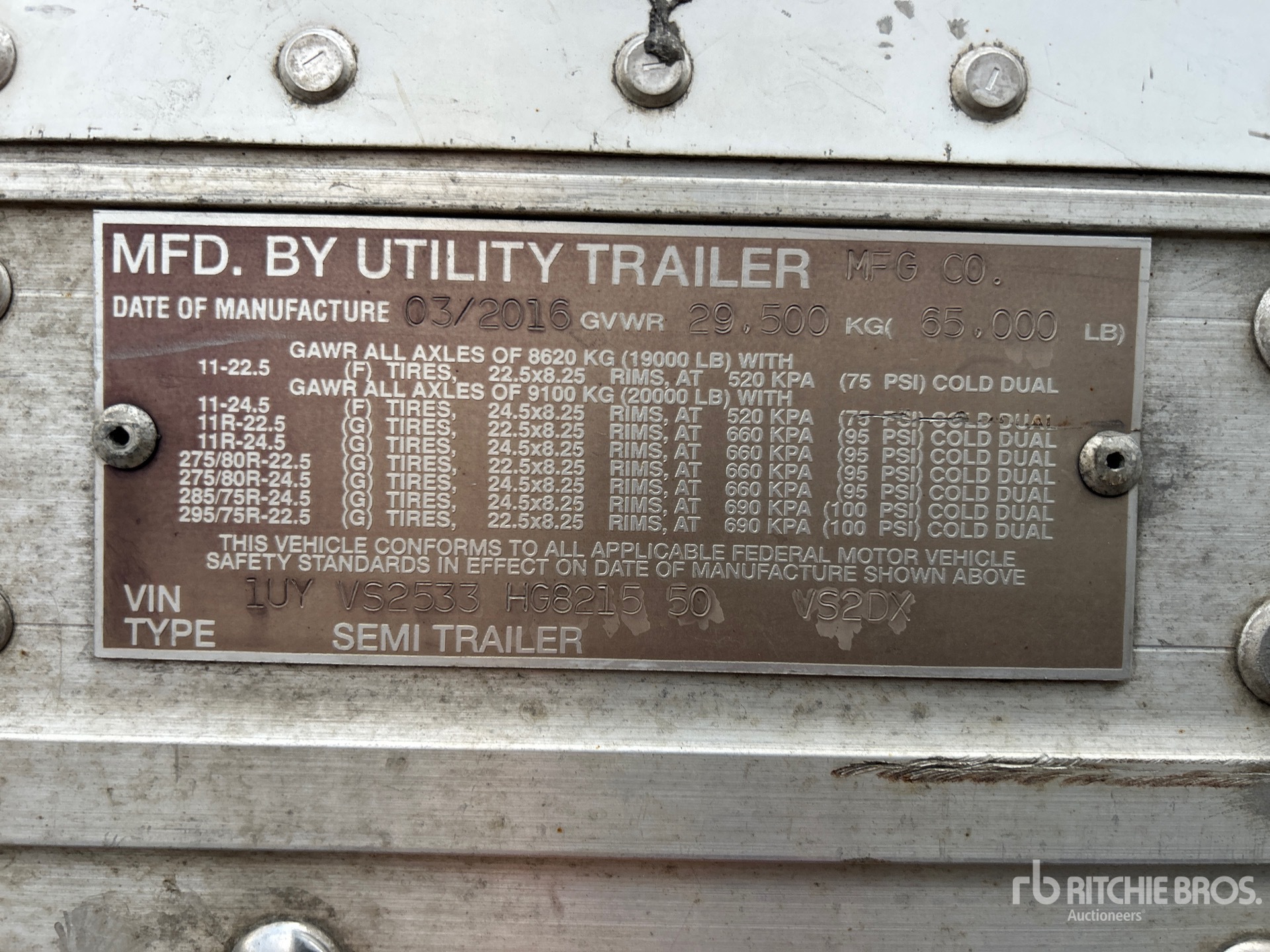 General Appearance with Serial Number / VIN