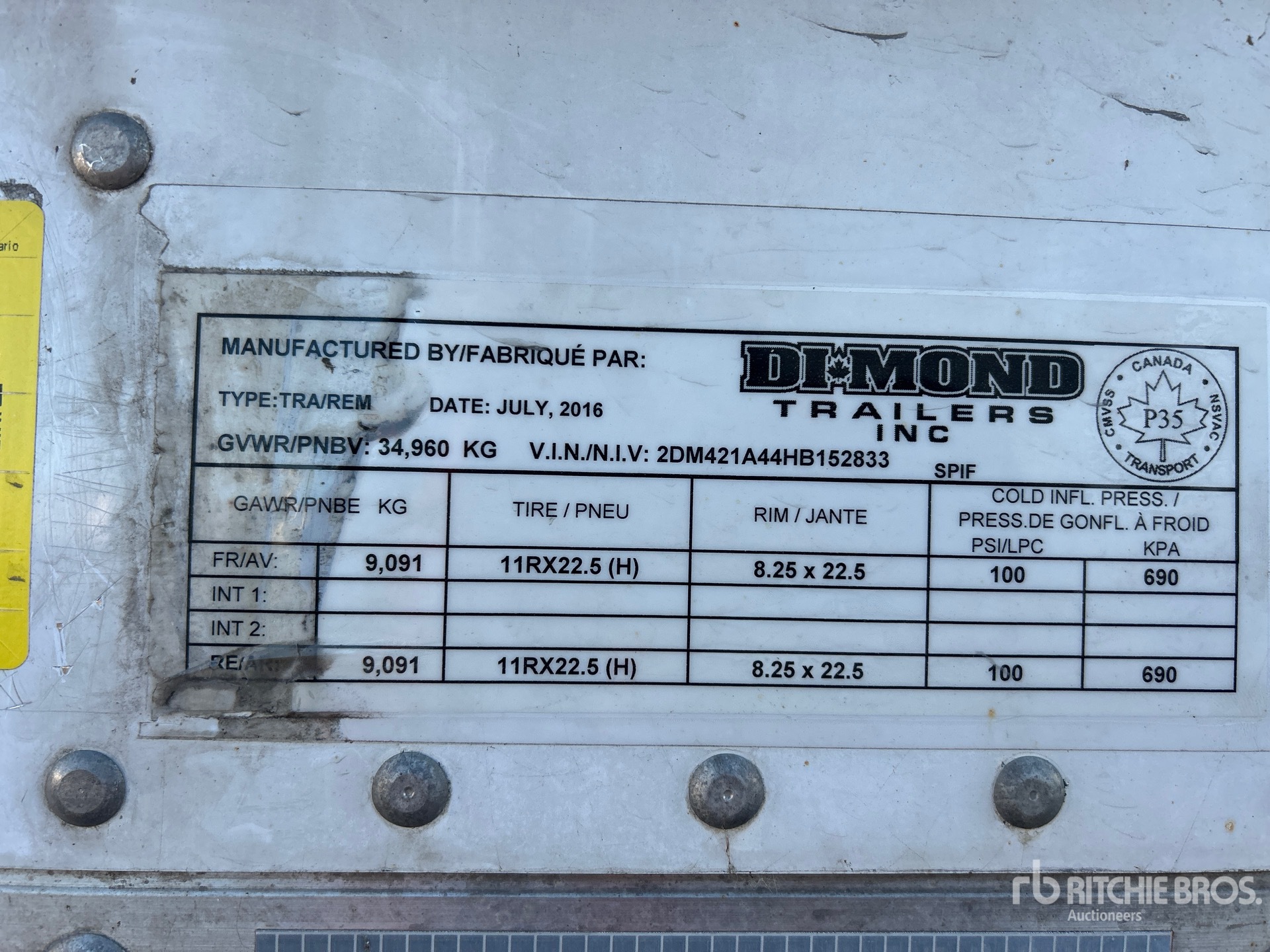 General Appearance with Serial Number / VIN